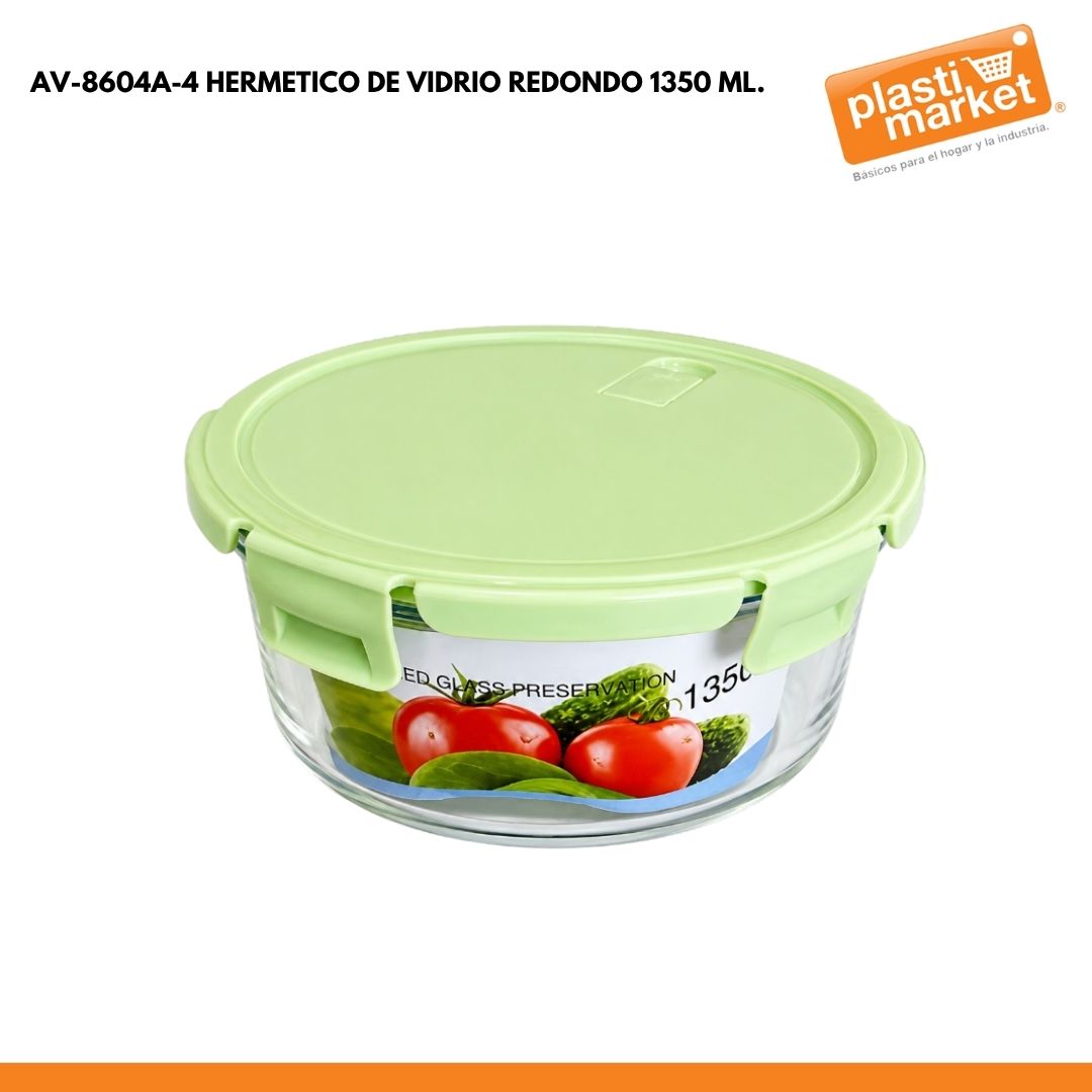AV-8604A-4 HERMETICO DE VIDRIO REDONDO 1350 ML.