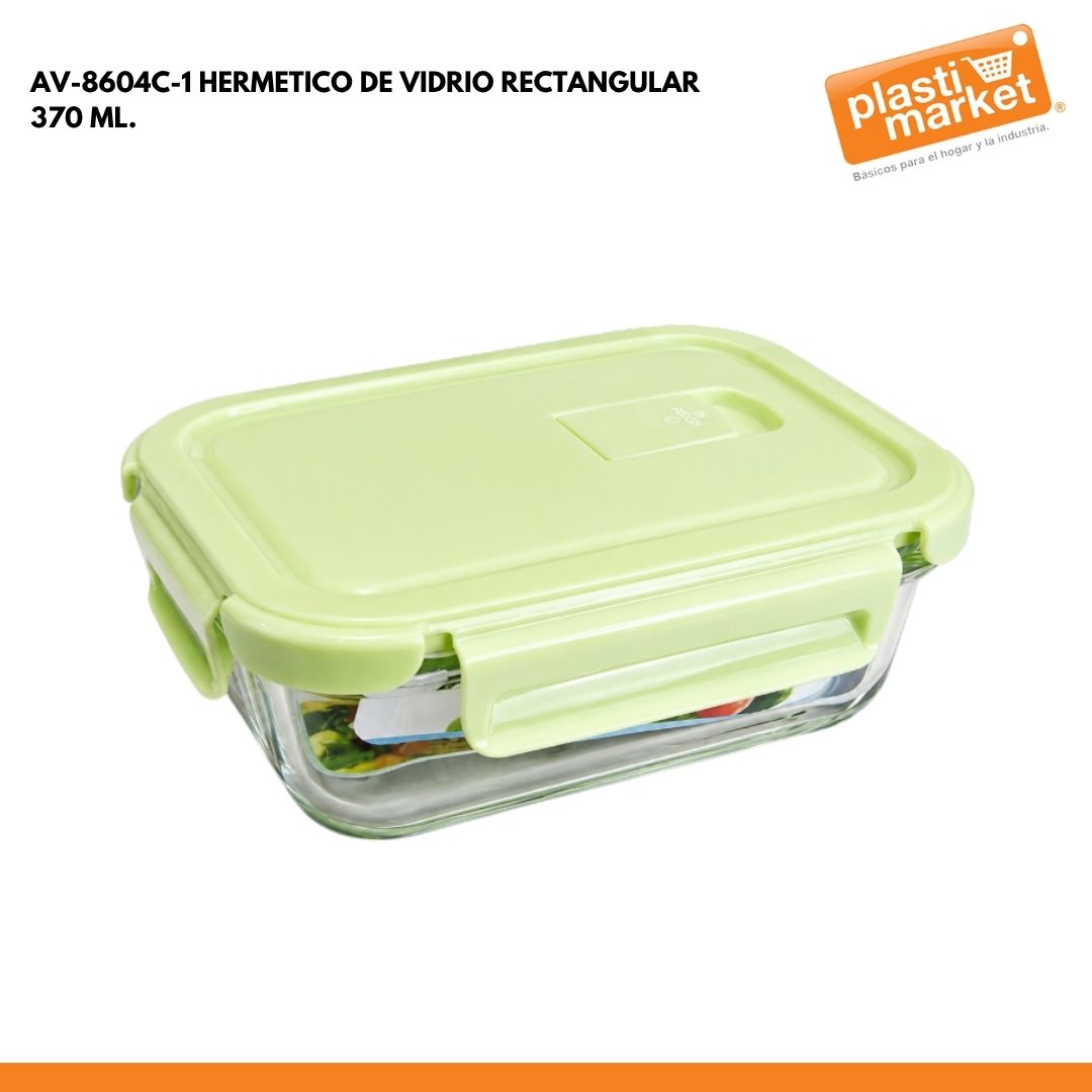 AV-8604C-1 HERMETICO DE VIDRIO RECTANGULAR 370 ML.
