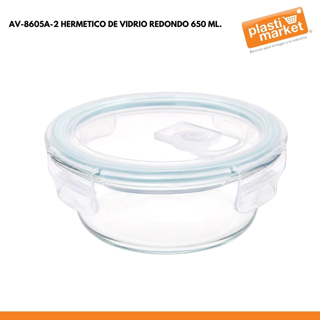 AV-8605A-2 HERMETICO DE VIDRIO REDONDO 650 ML.