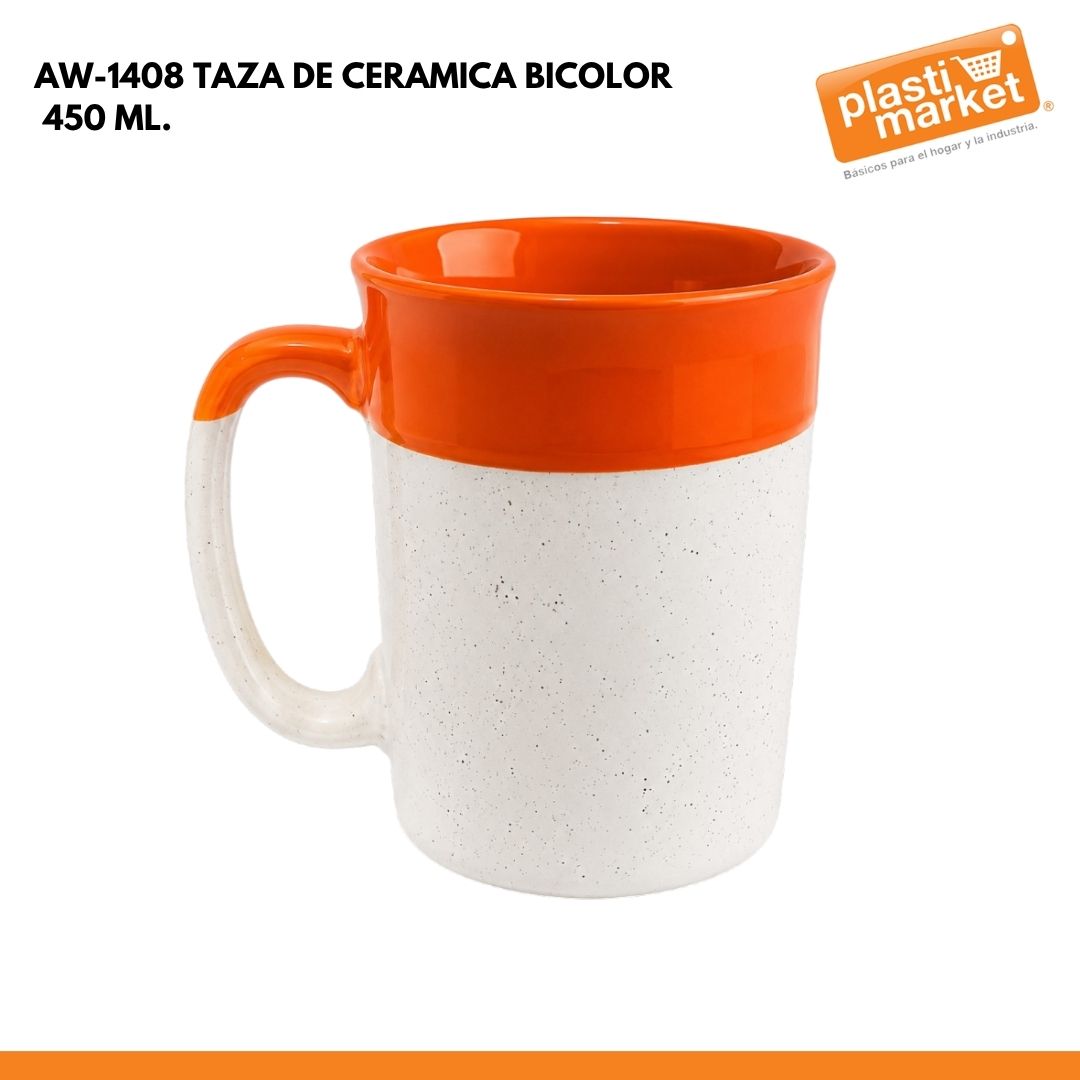 AW-1408 TAZA DE CERAMICA BICOLOR 450 ML.