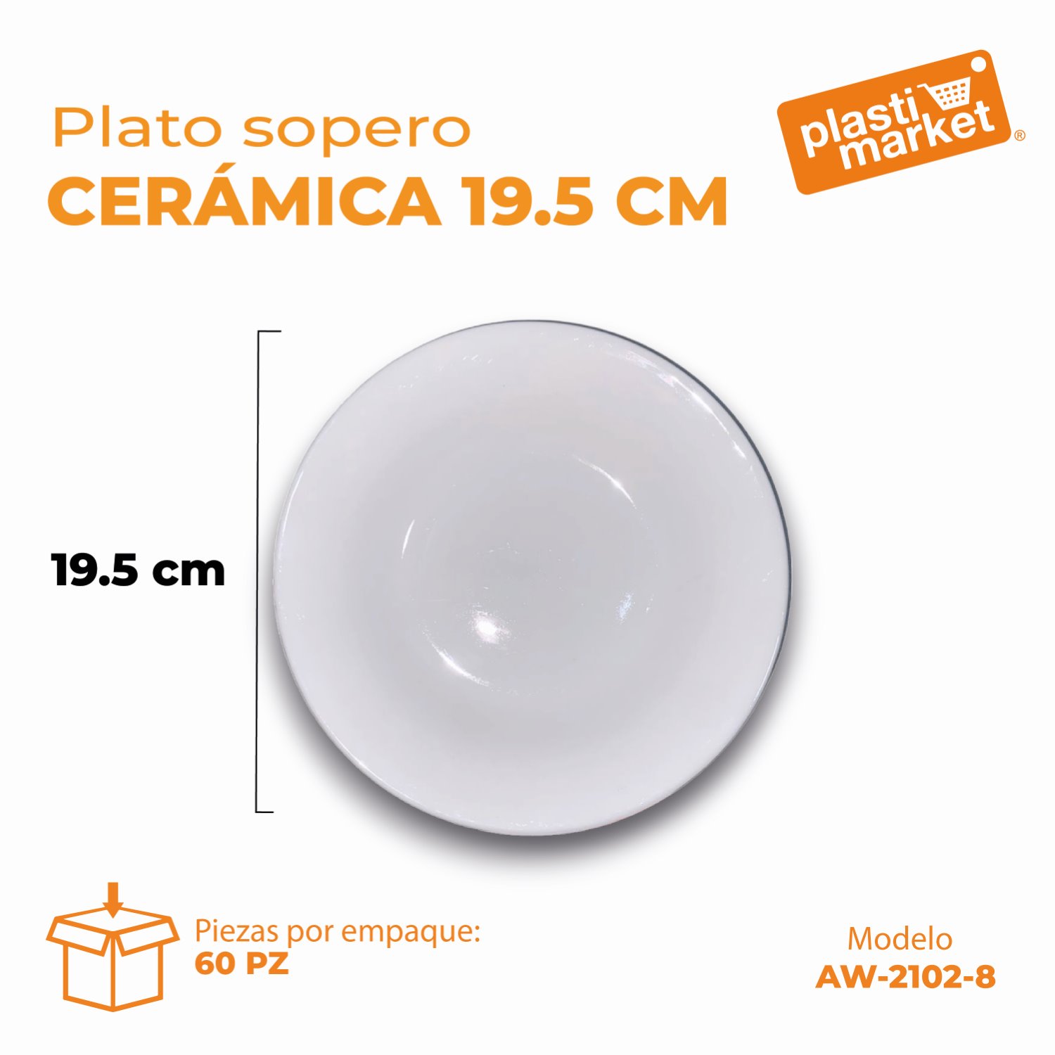 AW-2102-8 PLATO SOPERO CERAMICA 19.5 CM./8"