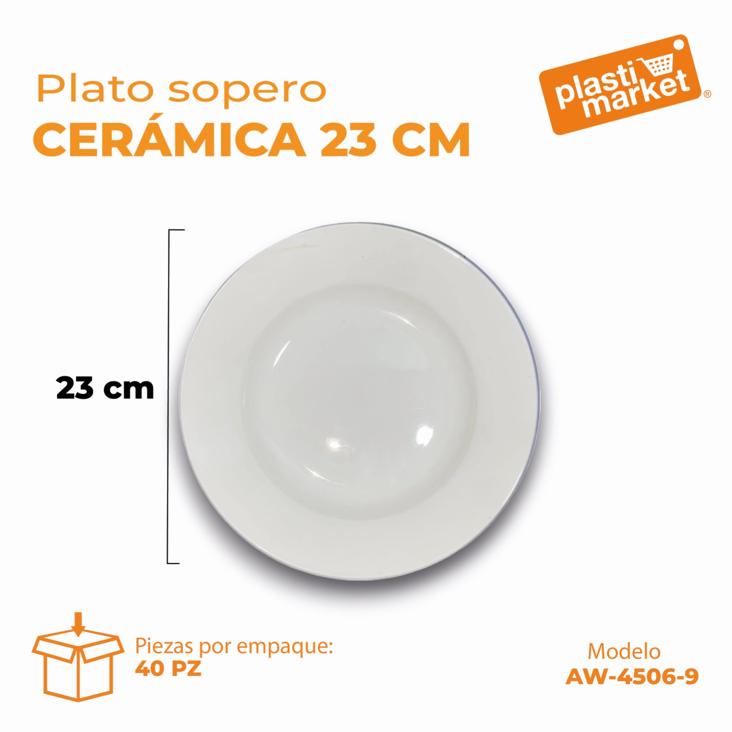 AW-4506-9 PLATO SOPERO CERAMICA 23 CM./9"