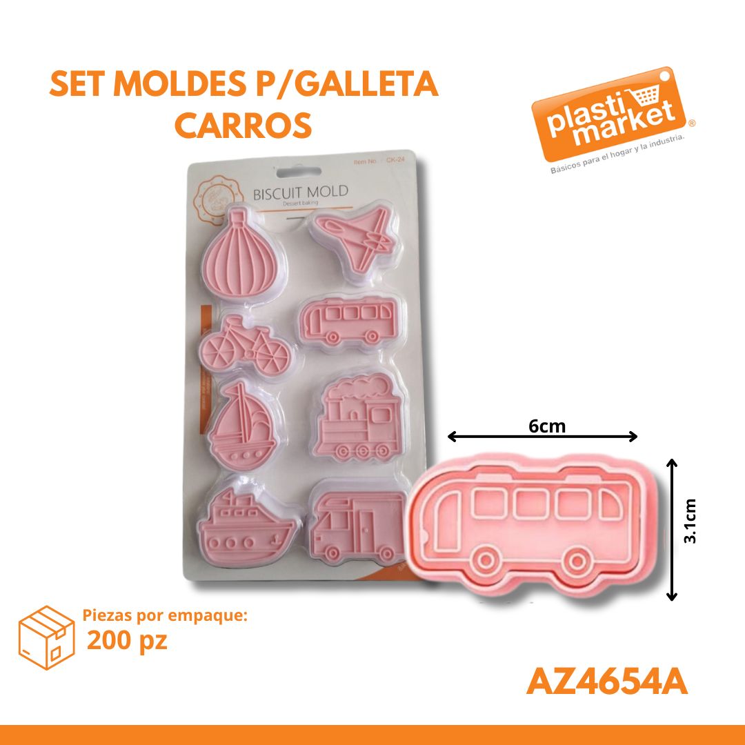 AZ-4654A SET MOLDES P/GALLETA CARROS "OFERTA"