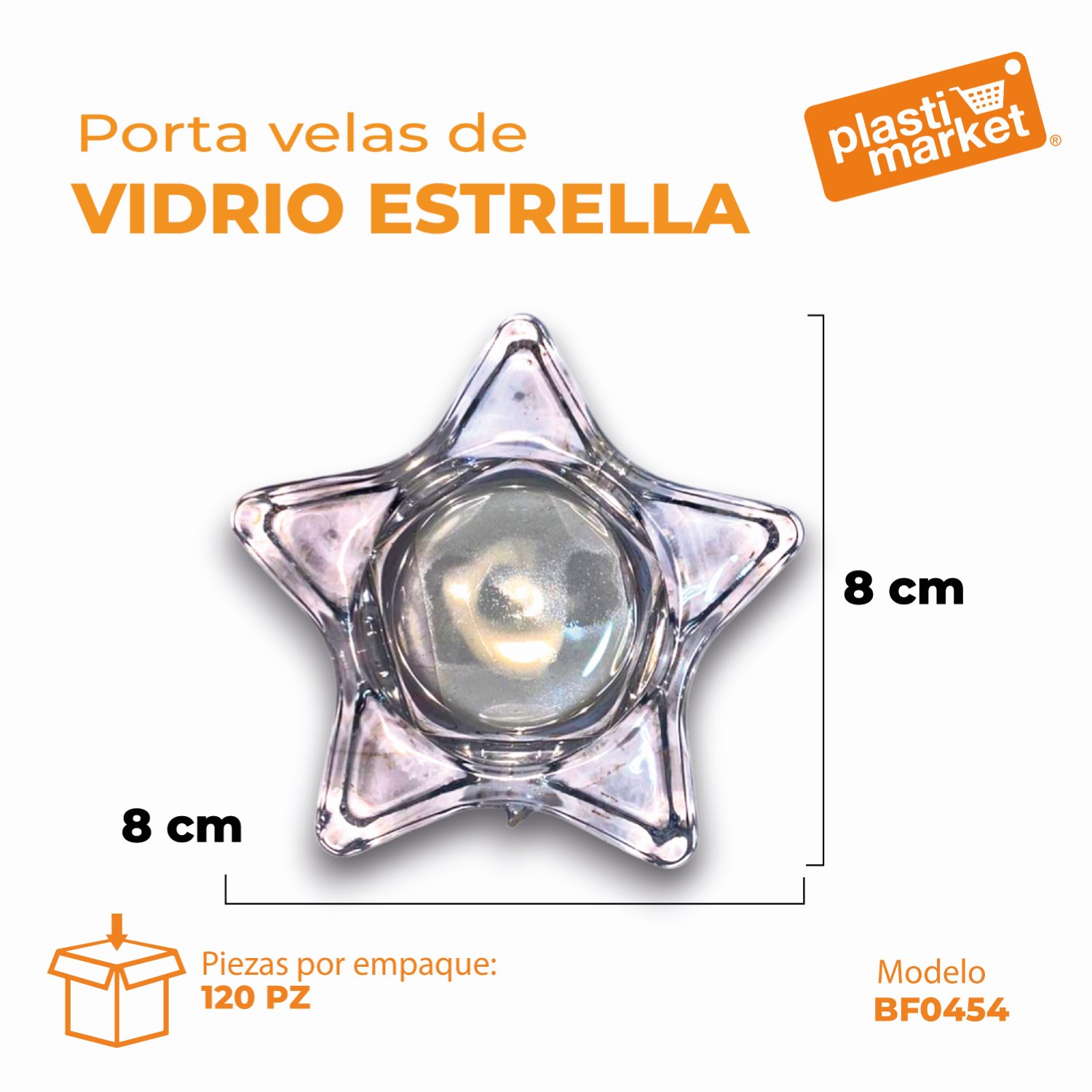 BF-0454 PORTA VELAS DE VIDRIO ESTRELLA