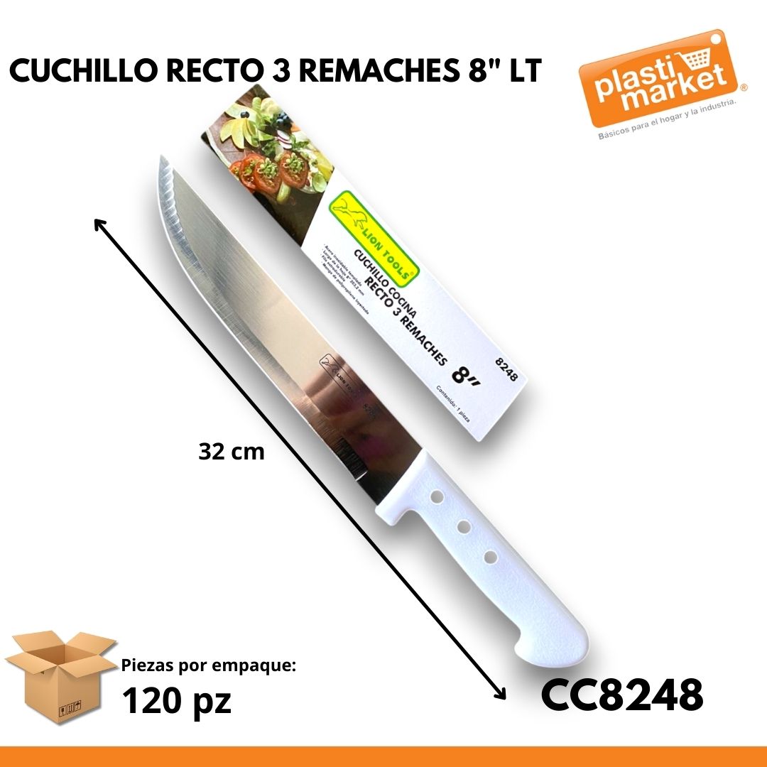 8248 CUCHILLO RECTO 3 REMACHES 8" LT