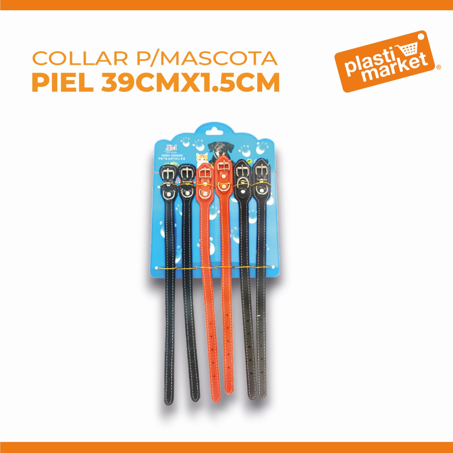 4712-13 COLLAR P/MASCOTA PIEL 39CMX1.5CM C/U "OFERTA"