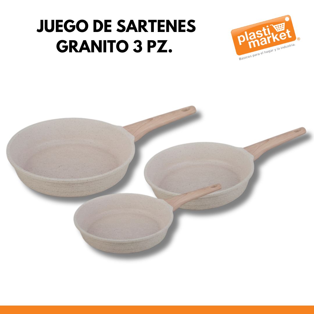 CM-5303 JUEGO DE SARTENES GRANITO 3 PZ. 20-24-28 CM.