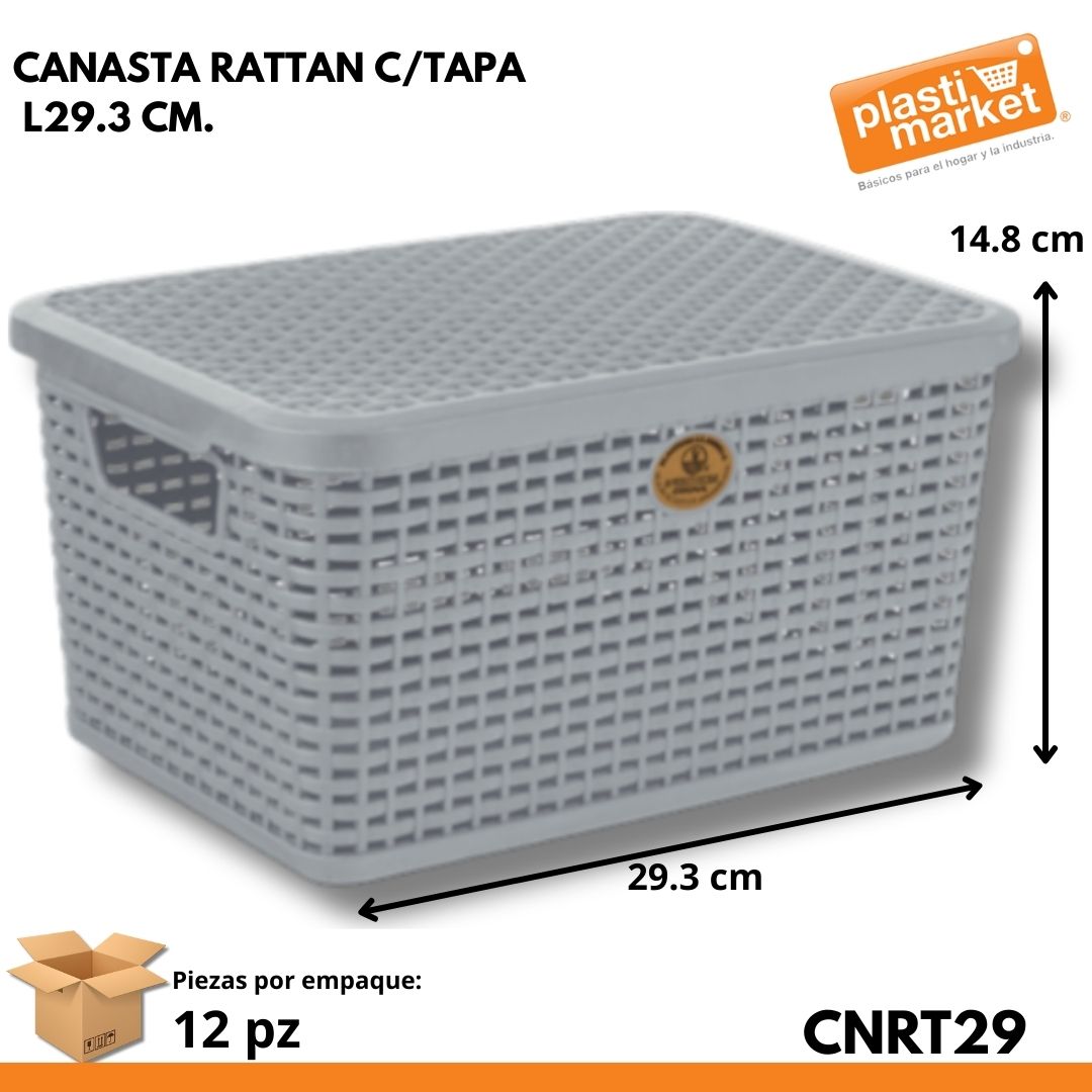 CANASTA RATTAN C/TAPA L29.3 CM.