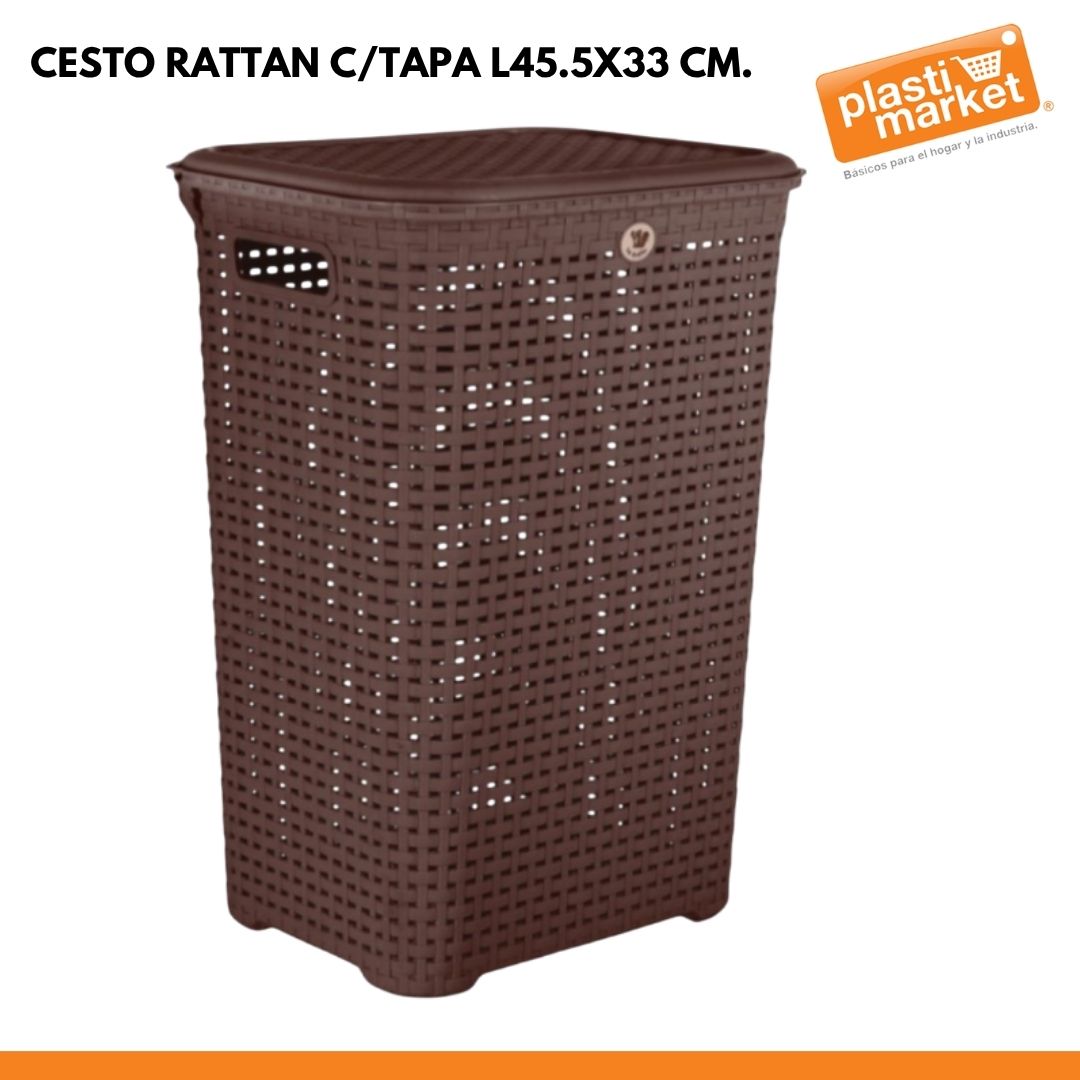 CESTO RATTAN C/TAPA L45.5X33 CM.