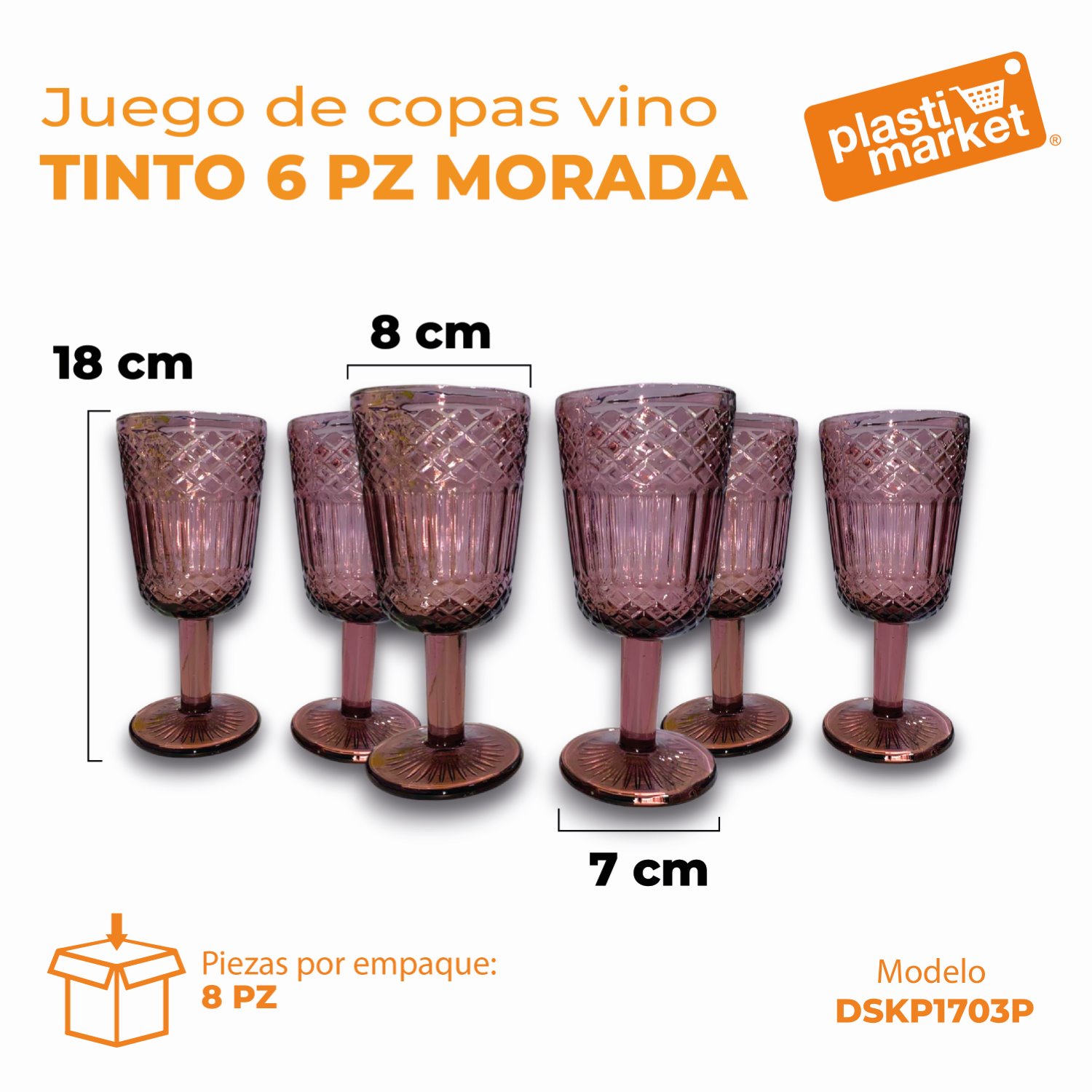 DSKP170-3P  JUEGO DE COPAS VINO TINTO 6 PZ. MORADA