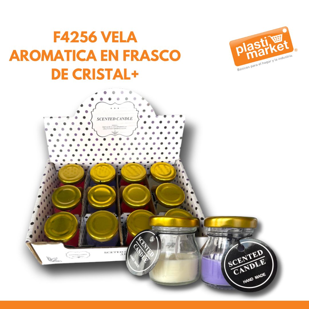 F4256 VELA AROMATICA EN FRASCO DE CRISTAL+