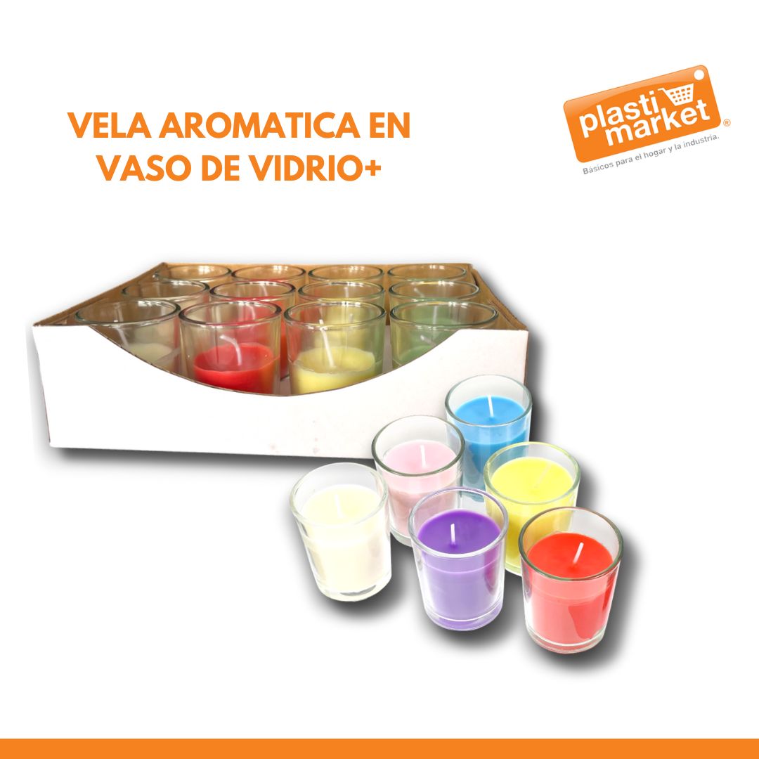 F4258 VELA AROMATICA EN VASO DE VIDRIO+