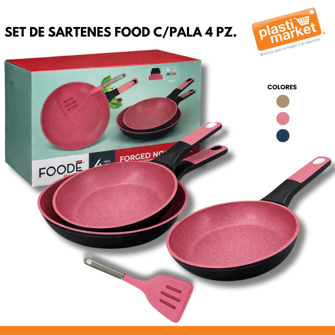 FDE-05005/05006/05008 SET DE SARTENES FOOD C/PALA 4 PZ.