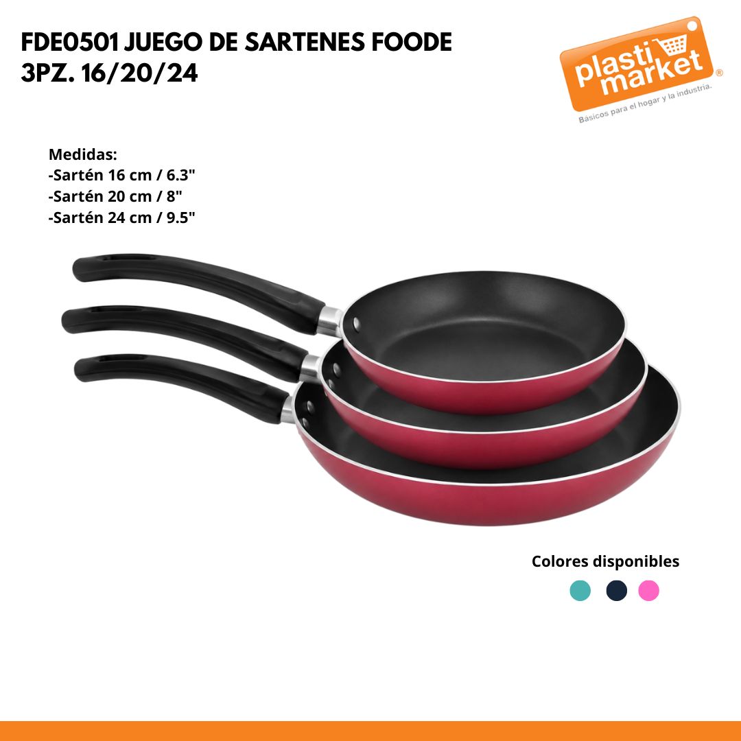 FDE0501 JUEGO DE SARTENES FOODE 3 PZ. 16/20/24