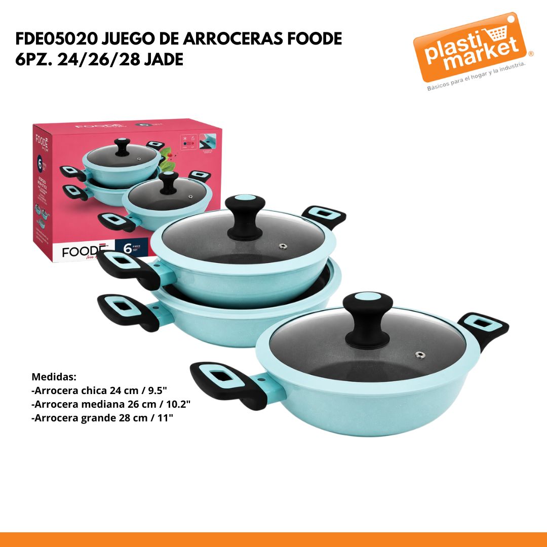 FDE05020 JUEGO DE ARROCERAS FOODE 6 PZ. 24/26/28 JADE
