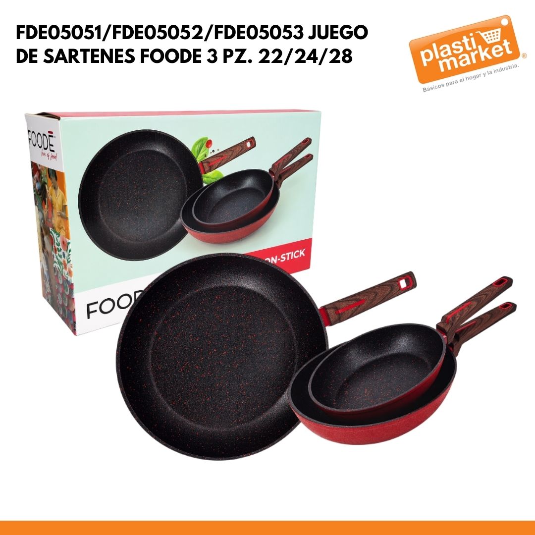 FDE05051/FDE05052/FDE05053 JUEGO DE SARTENES FOODE 3 PZ. 22/24/28