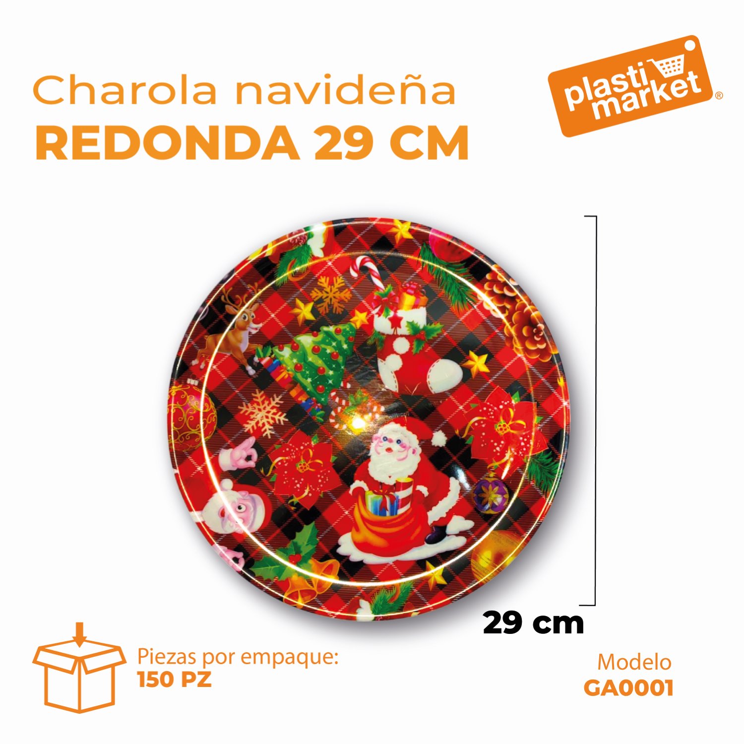 GA-0001 CHAROLA NAVIDEÑA REDONDA 29 CM.