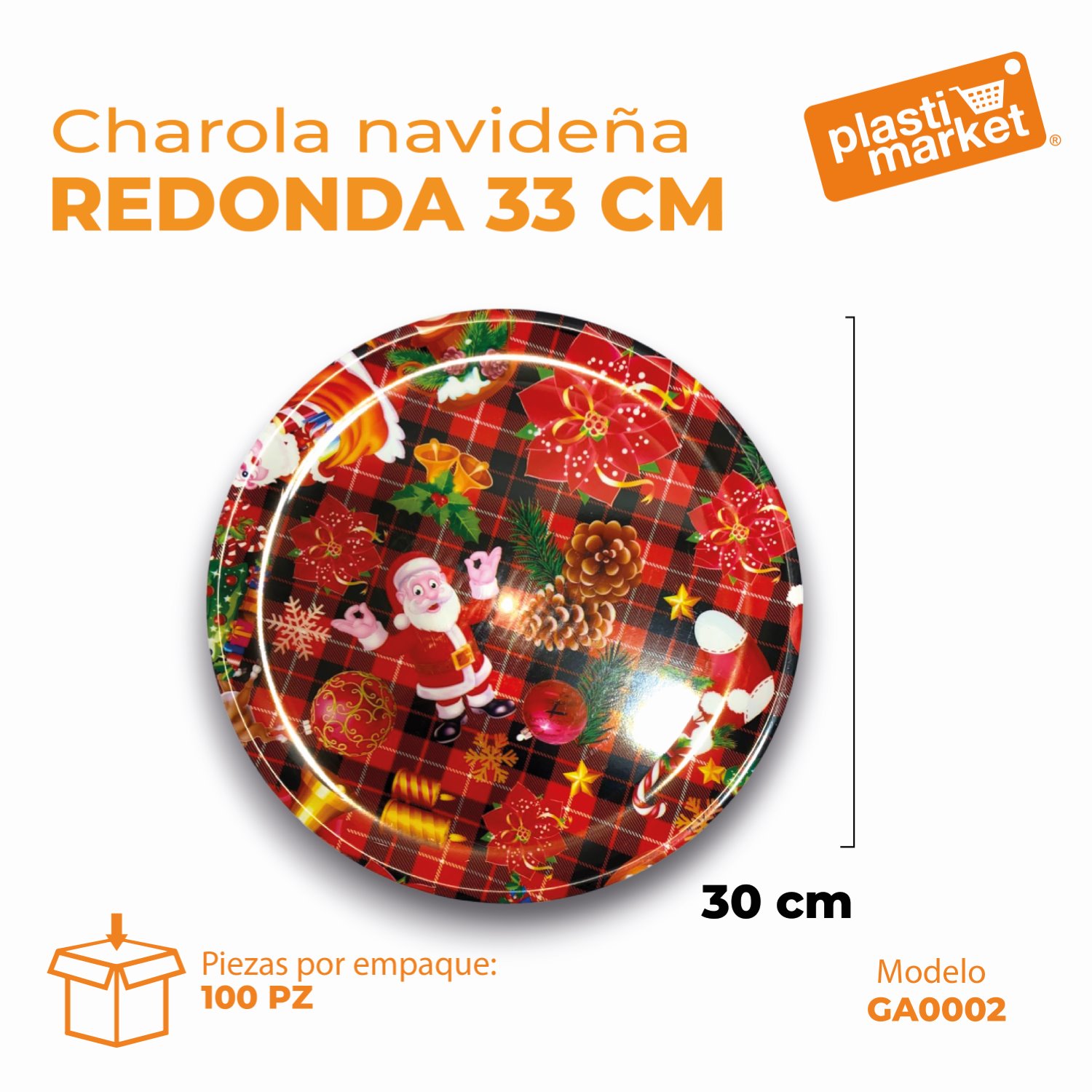 GA-0002 CHAROLA NAVIDEÑA REDONDA 33 CM.