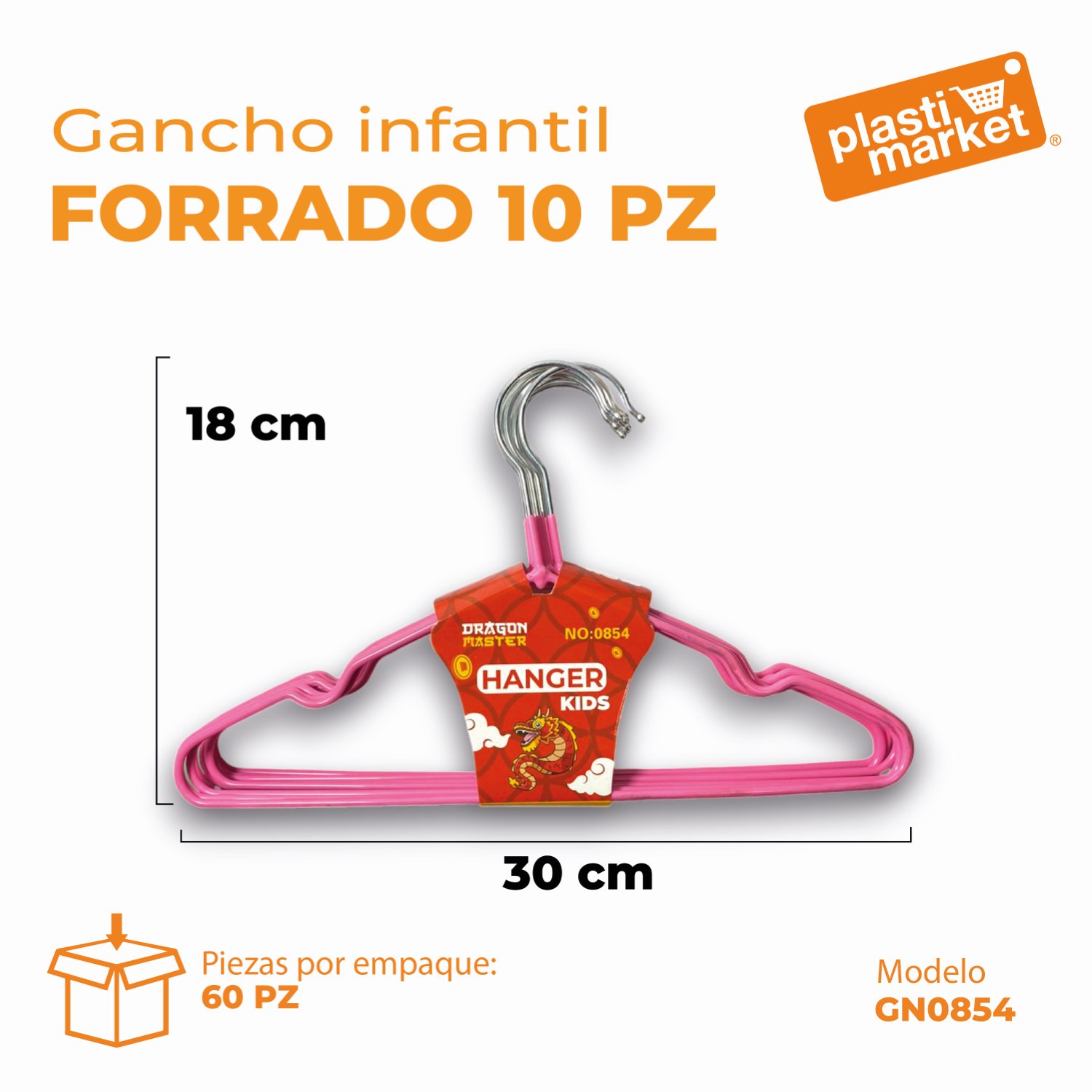 0854 GANCHO INFANTIL FORRADO 10 PZ.
