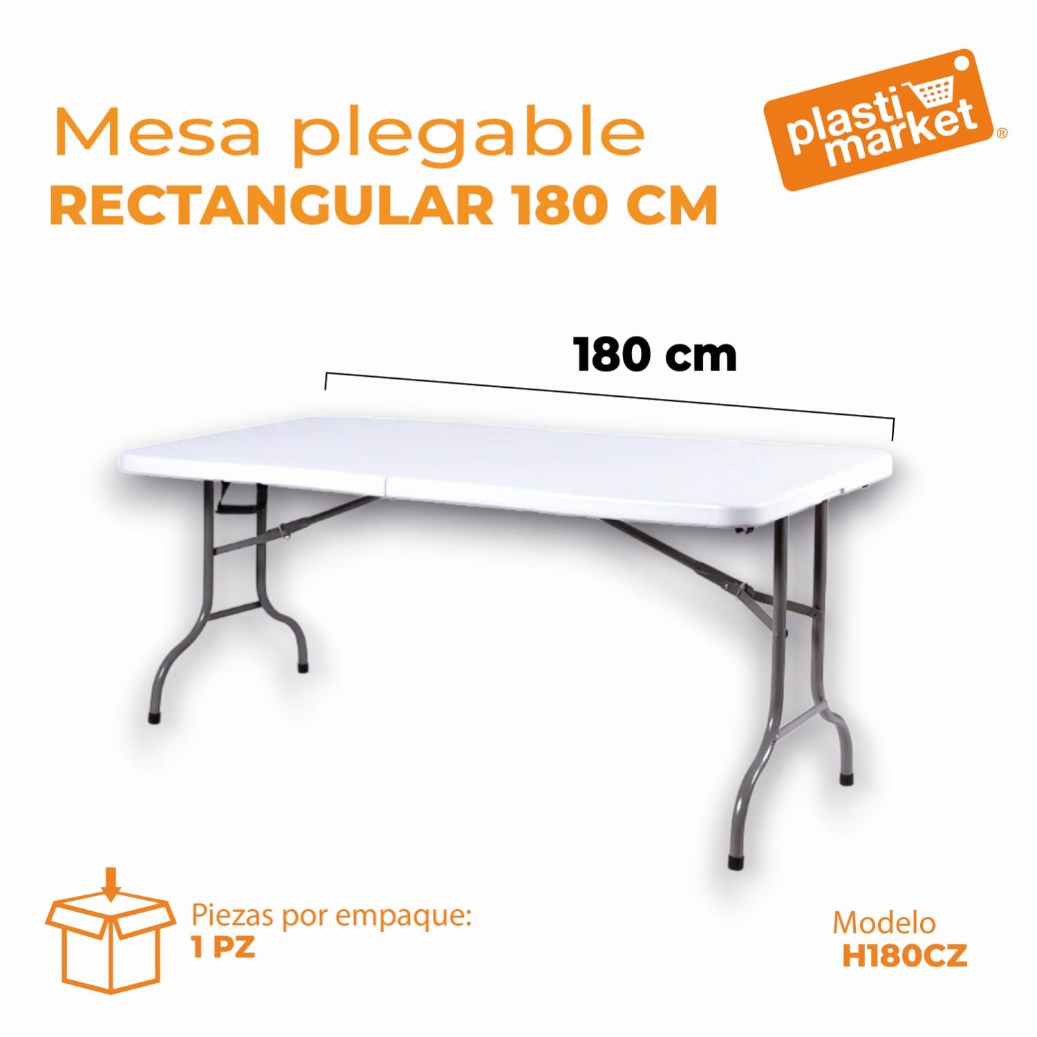 H-180CZ MESA PLEGABLE RECTANGULAR 180 CM.