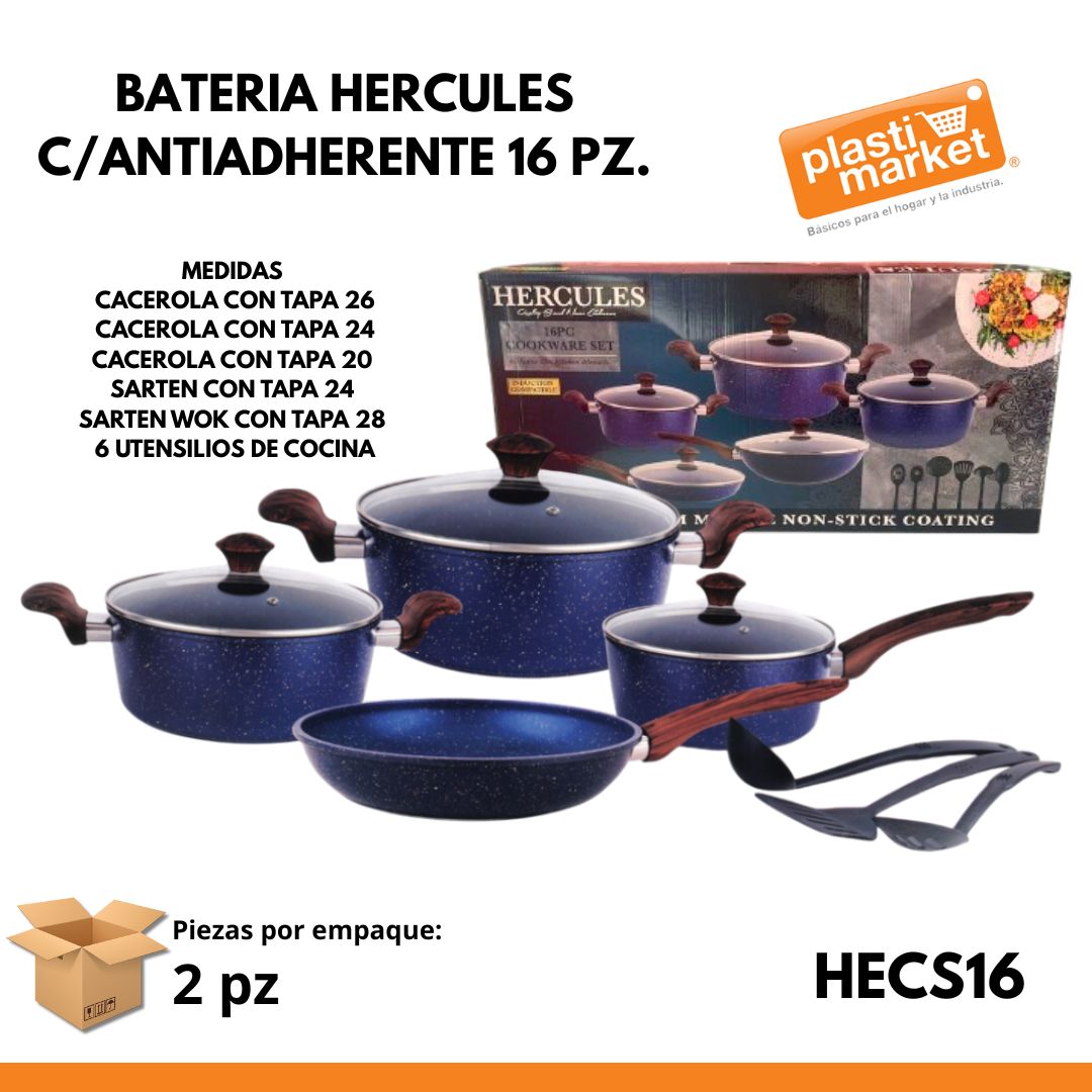 HE-CS16 BATERIA HERCULES C/ANTIADHERENTE 16 PZ.