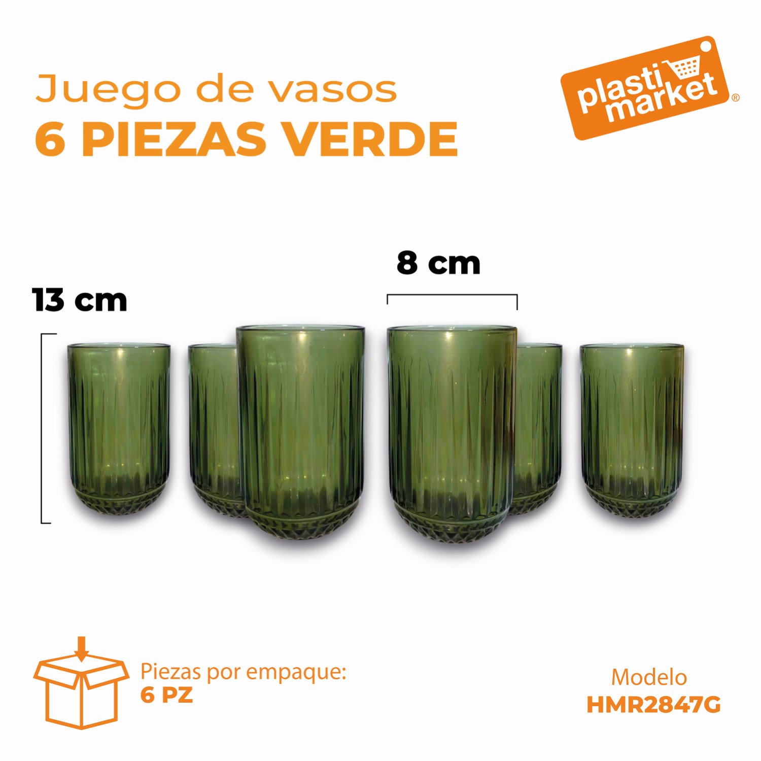 HMR2847-G JUEGO DE VASOS 6 PZ. VERDE