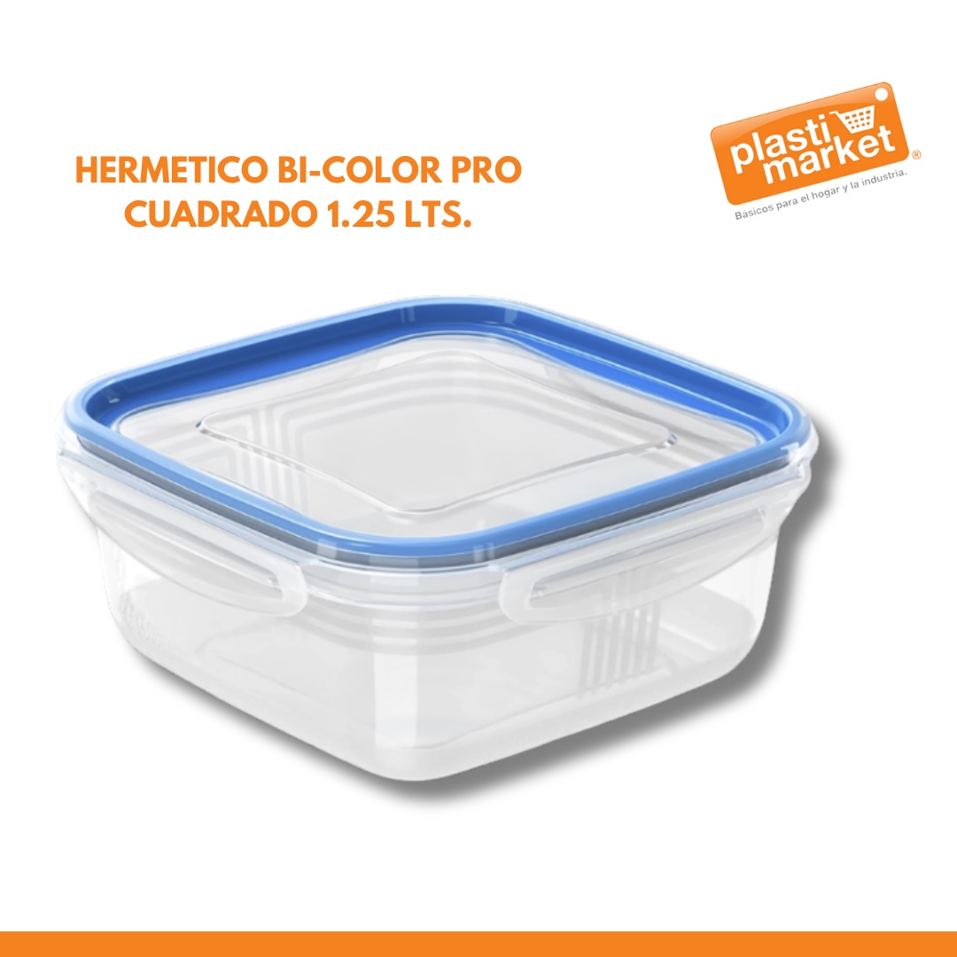 HERMETICO BI-COLOR PRO CUADRADO 1.25 LTS.