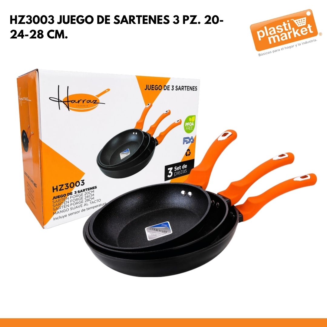 HZ3003 JUEGO DE SARTENES 3 PZ. 20-24-28 CM.