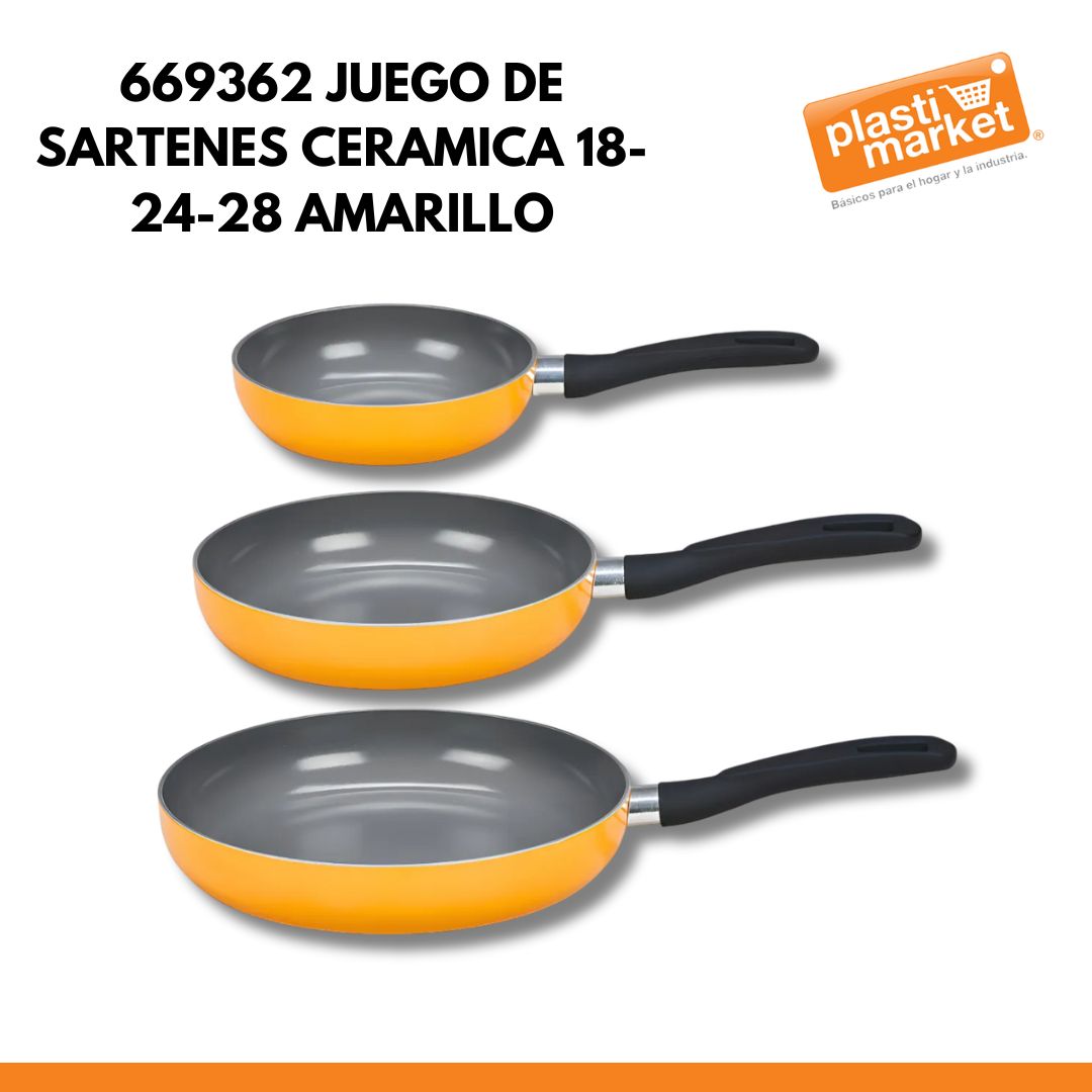 669362 JUEGO DE SARTENES CERAMICA 18-24-28 AMARILLO