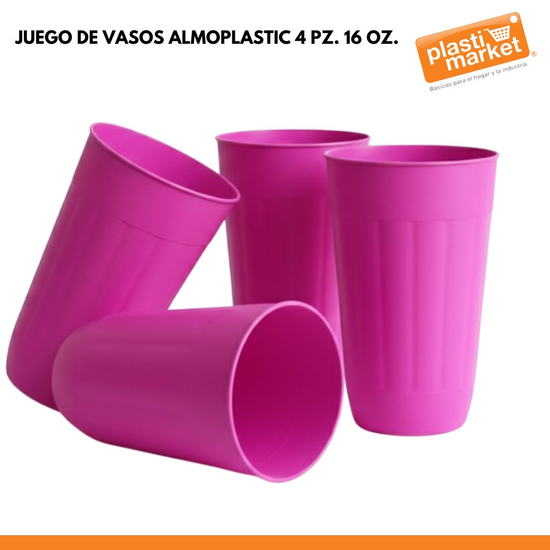 JUEGO DE VASOS ALMOPLASTIC 4 PZ. 16 OZ.