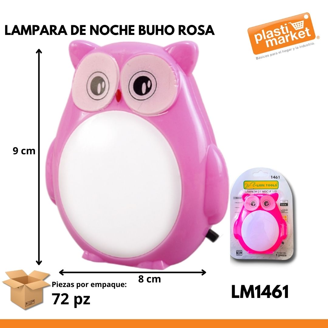 1461 LAMPARA DE NOCHE BUHO ROSA