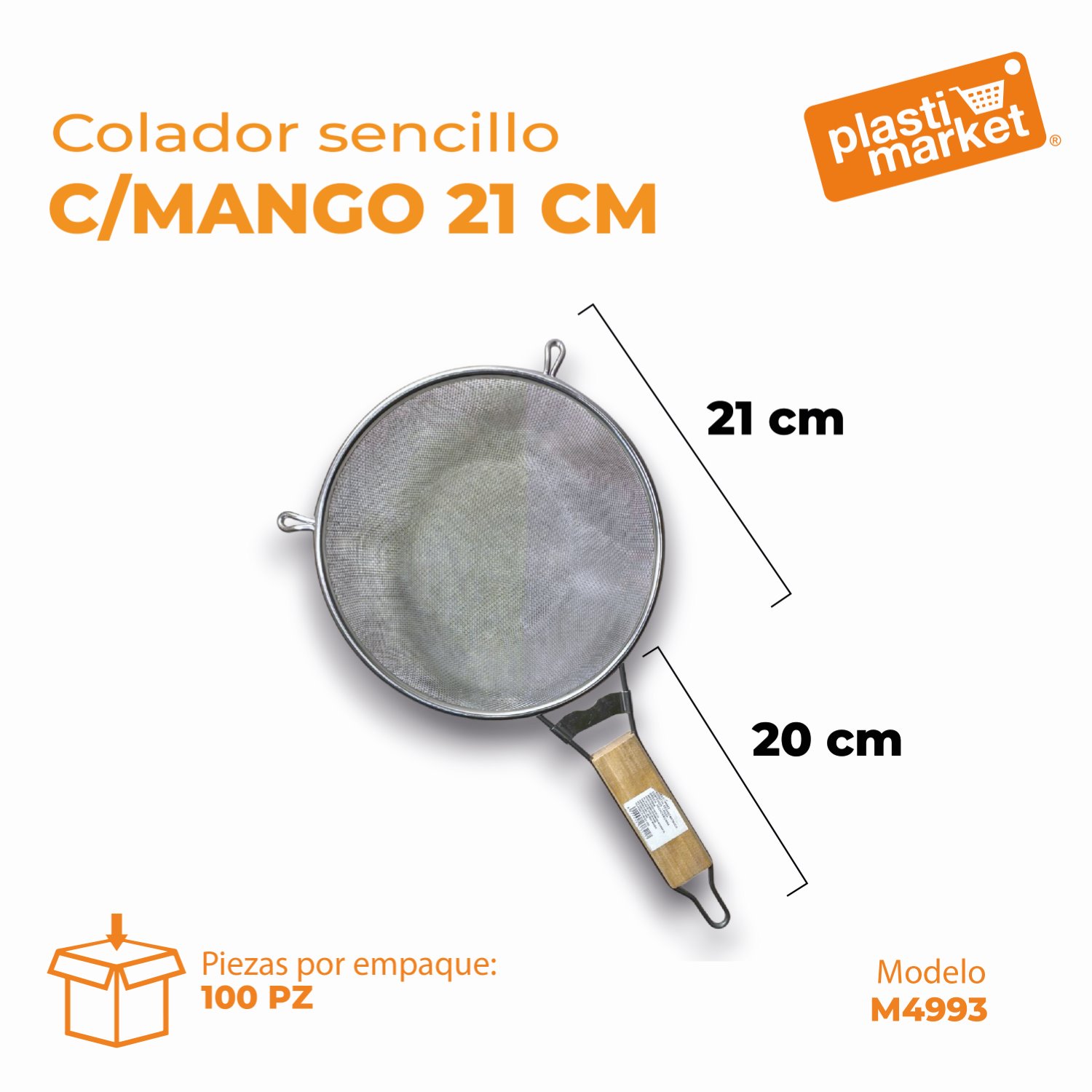 M4993 COLADOR SENCILLO C/MANGO 21 CM.