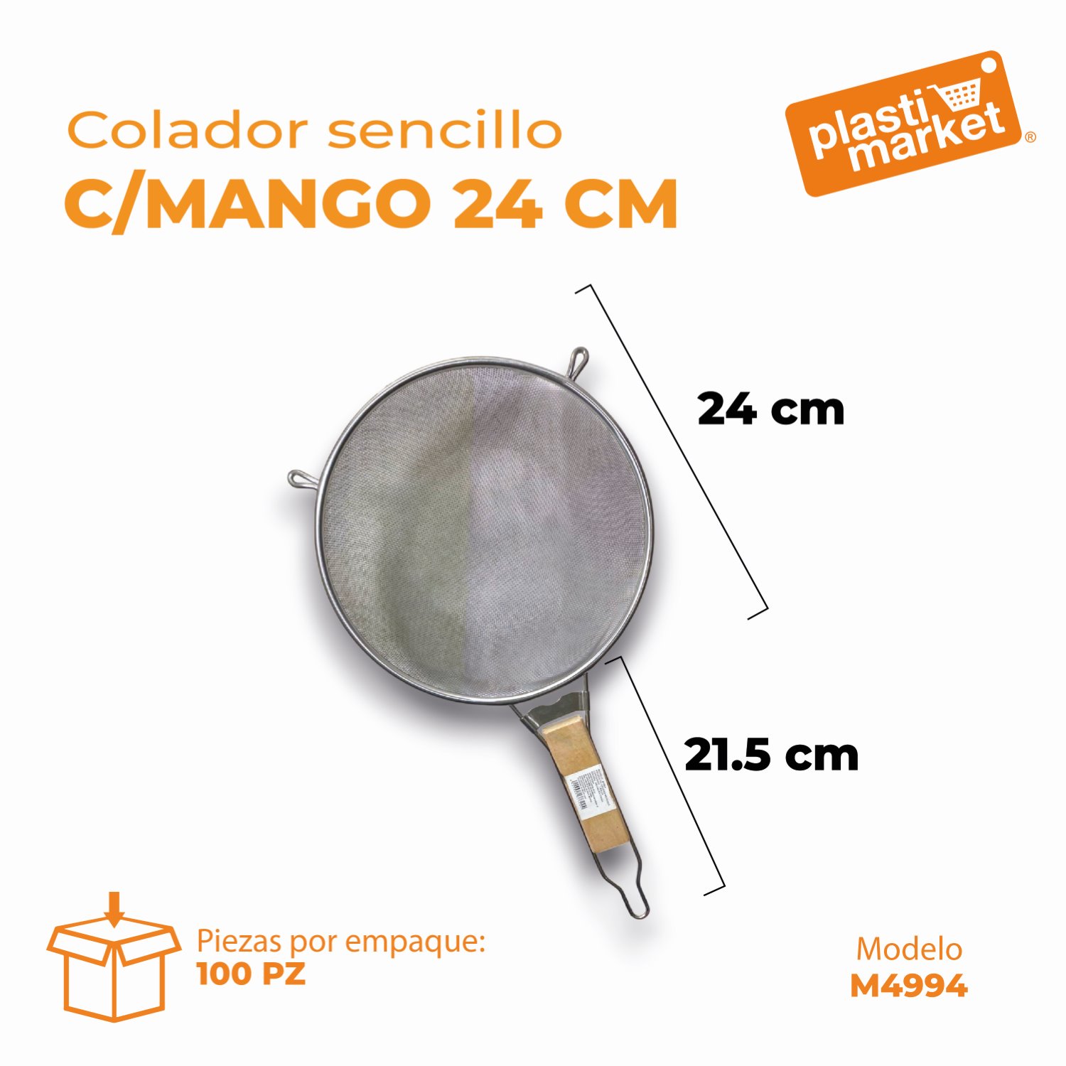 M4994 COLADOR SENCILLO C/MANGO 24 CM.