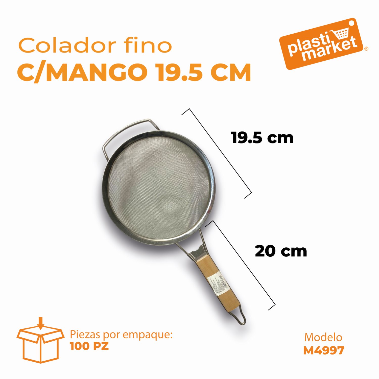 M4997 COLADOR FINO C/MANGO 19.5 CM.