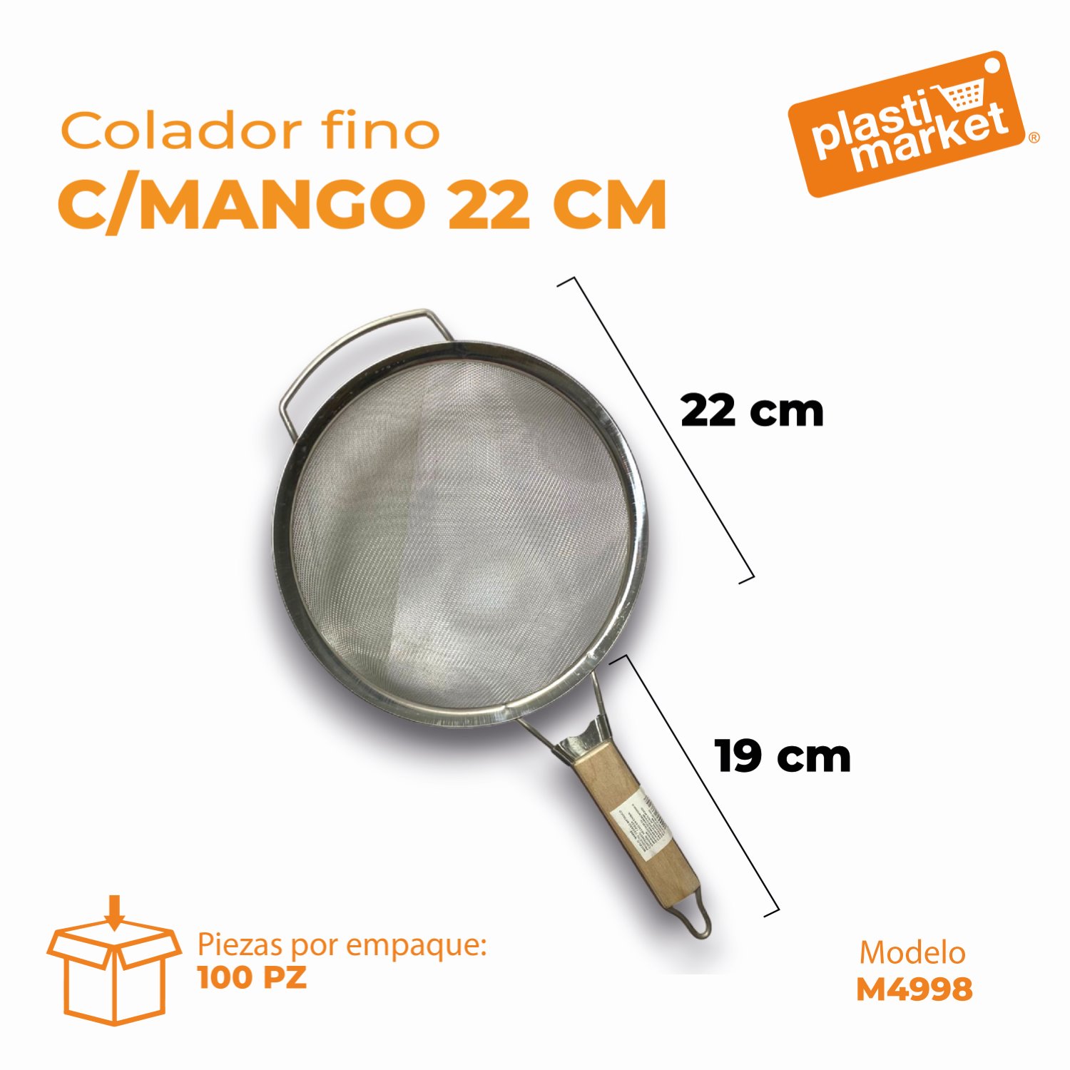 M4998 COLADOR FINO C/MANGO 22 CM.