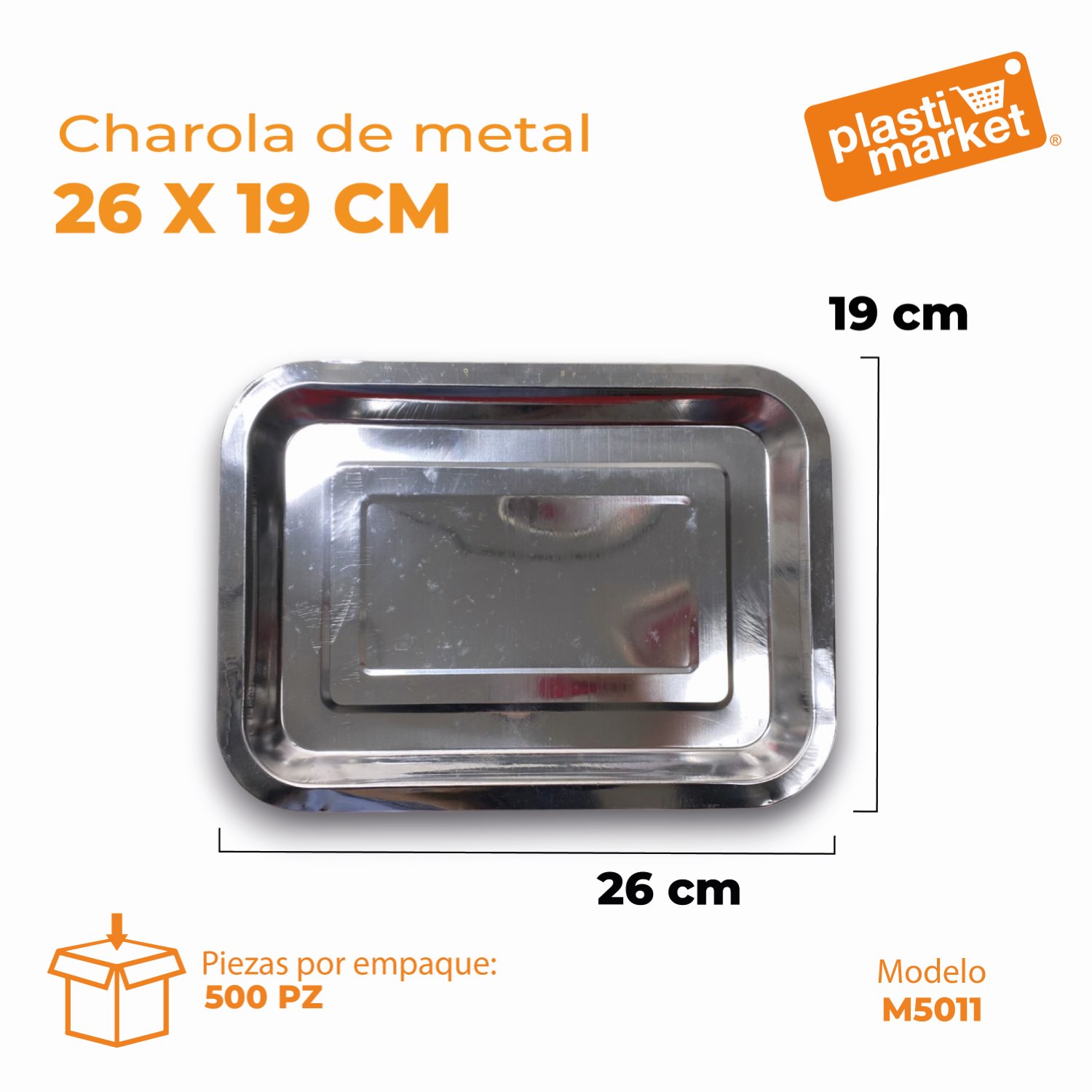 M5011 CHAROLA DE METAL 26X19 CM.