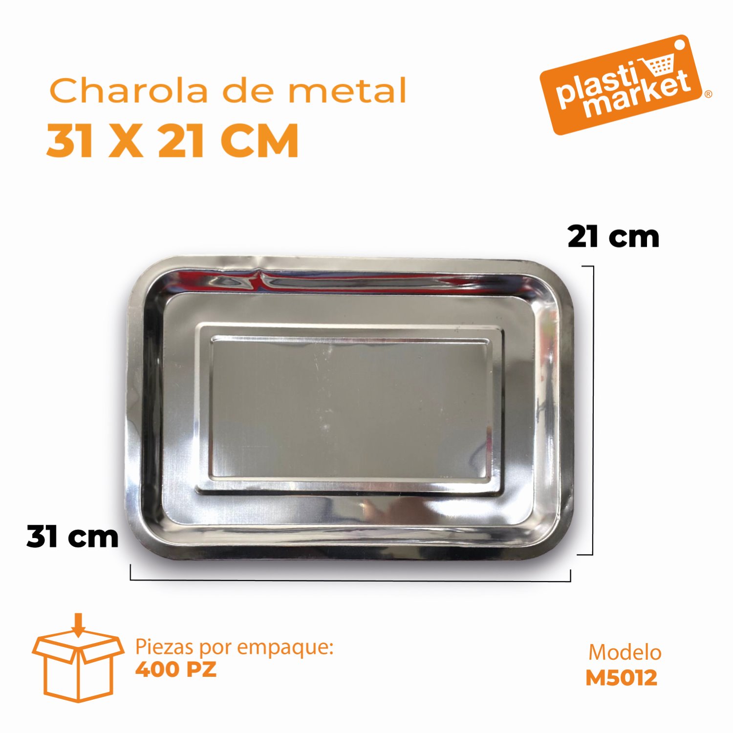 M5012 CHAROLA DE METAL 31X21 CM.