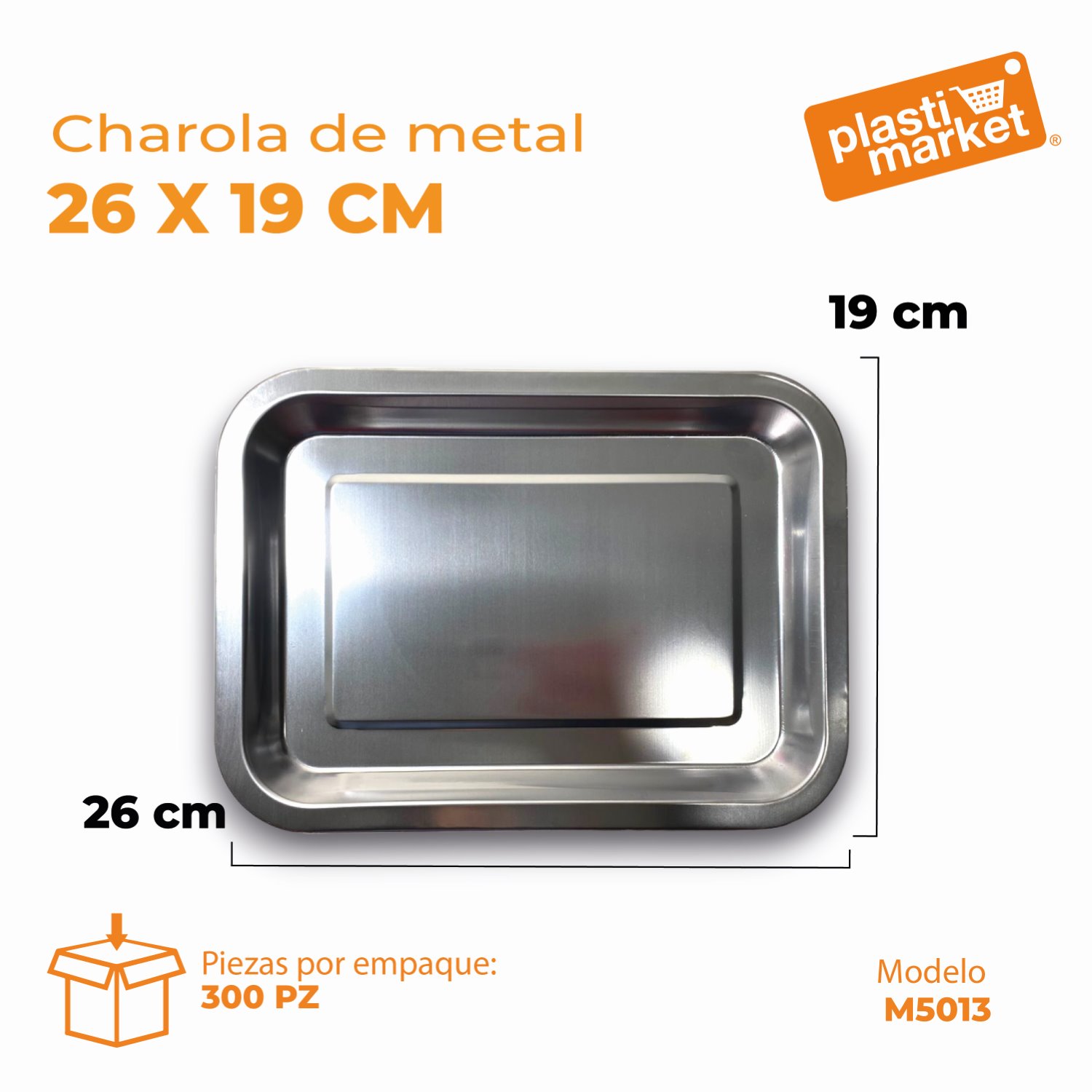 M5013 CHAROLA DE METAL 26X19 CM.