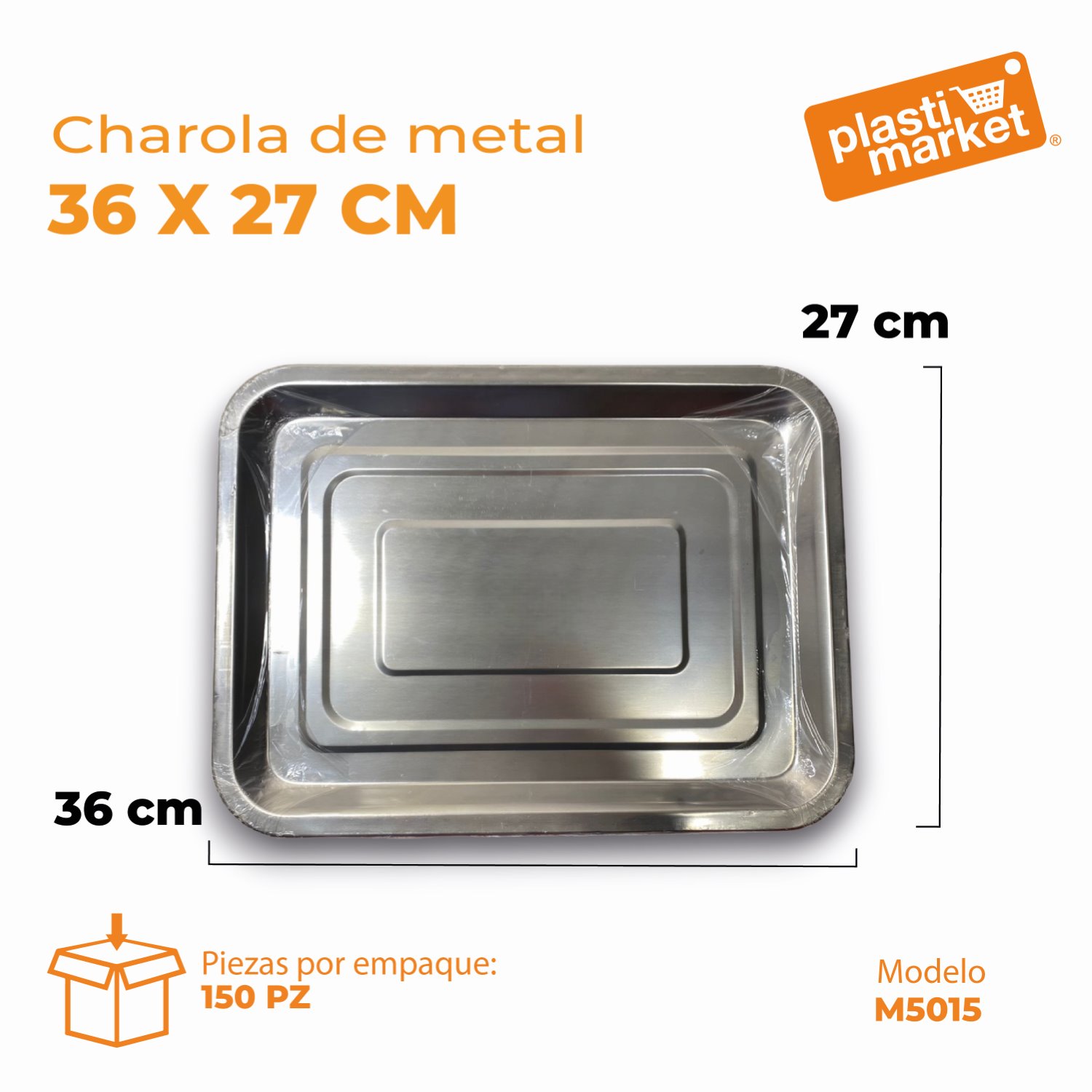 M5015 CHAROLA DE METAL 36X27 CM.