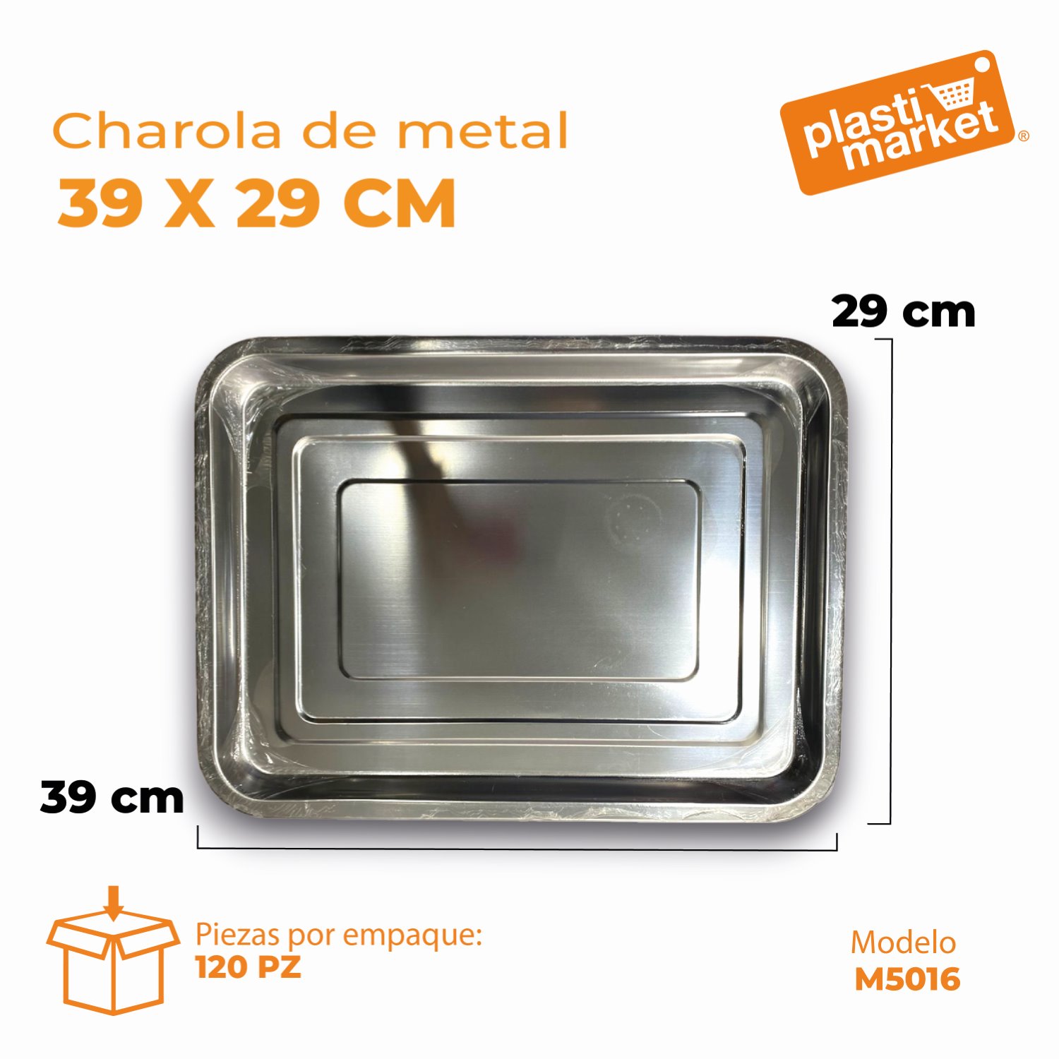 M5016 CHAROLA DE METAL 39X29 CM.