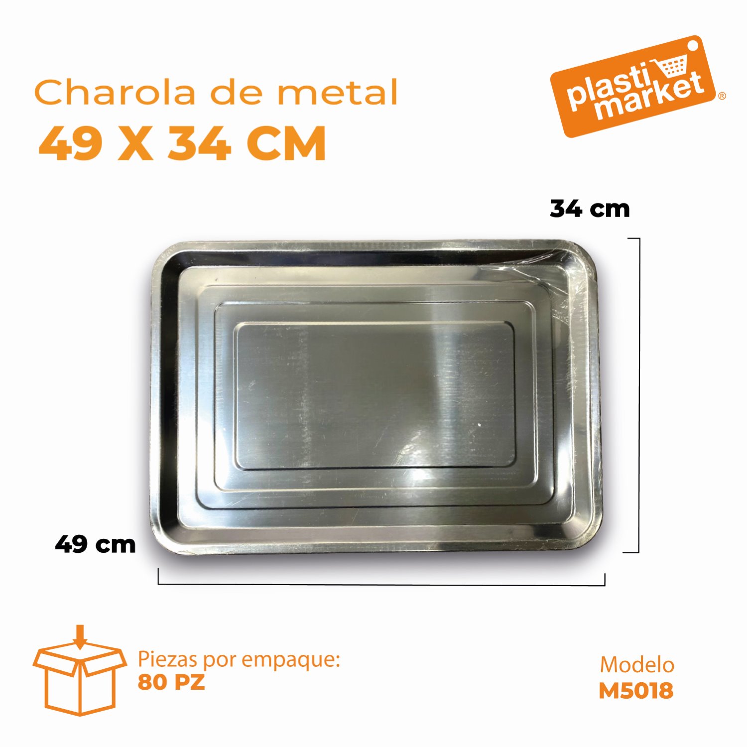 M5018 CHAROLA DE METAL 49X34 CM.