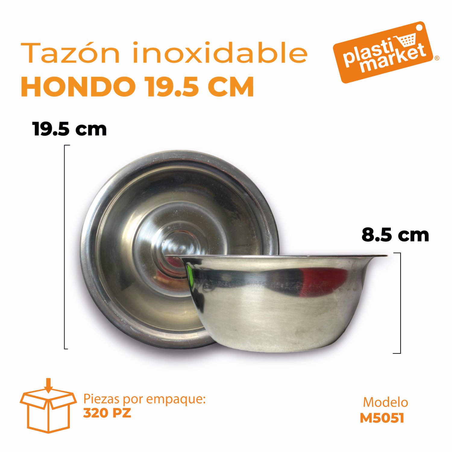 M5051 TAZON INOXIDABLE HONDO 19.5 CM.