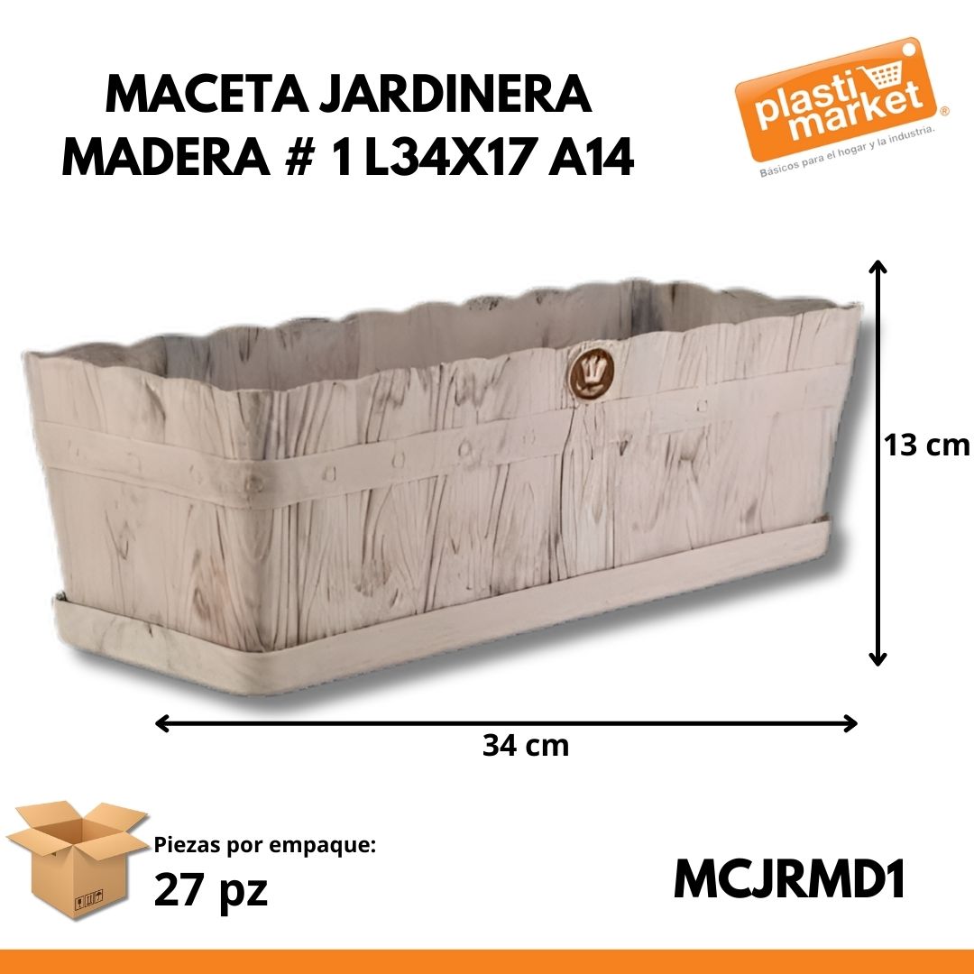 MACETA JARDINERA MADERA # 1 L34X17 A14