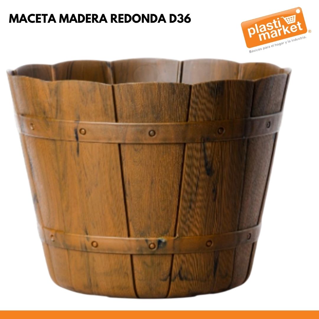 MACETA MADERA REDONDA D36