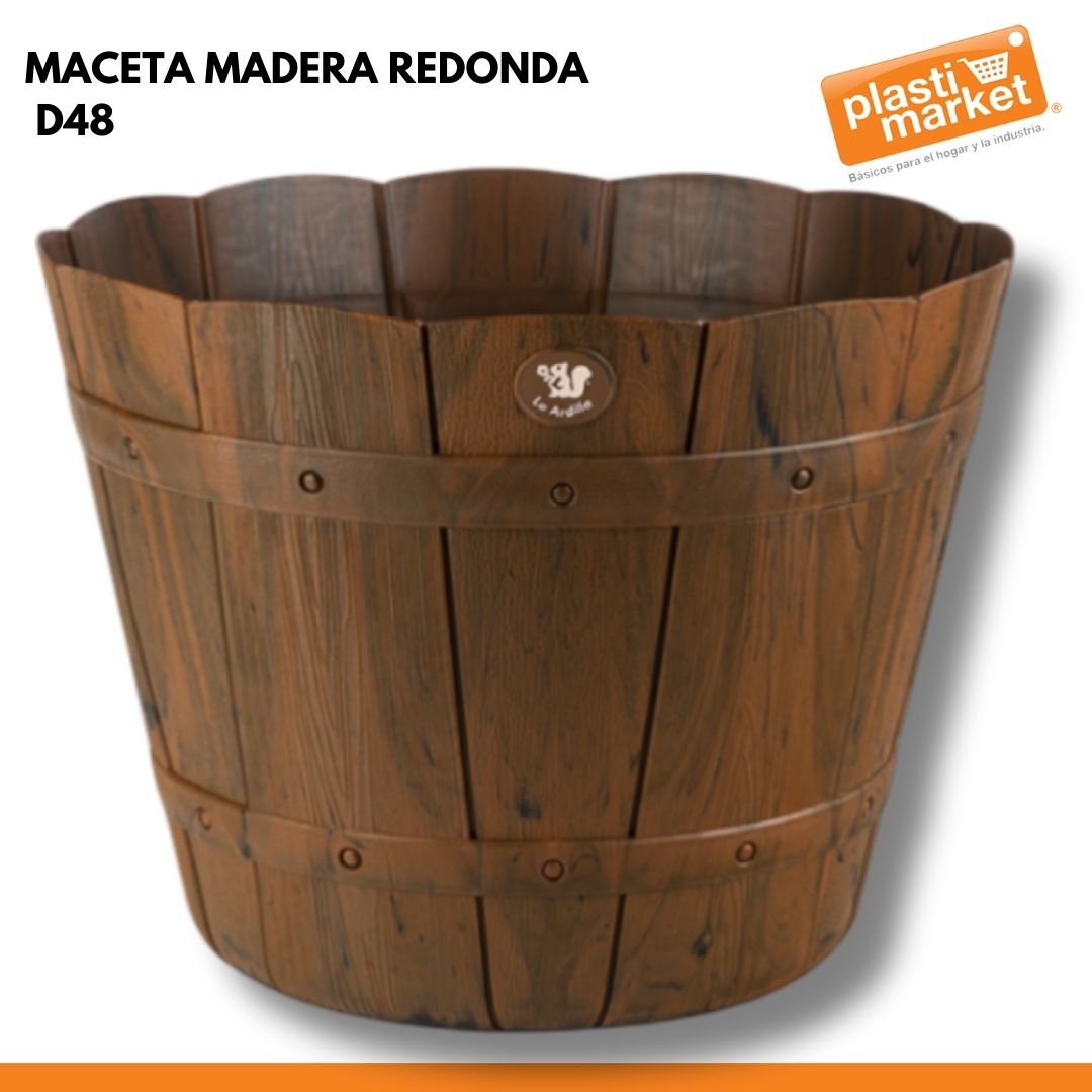 MACETA MADERA REDONDA D48