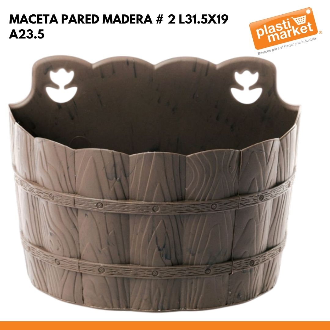 MACETA PARED MADERA # 2 L31.5X19 A23.5