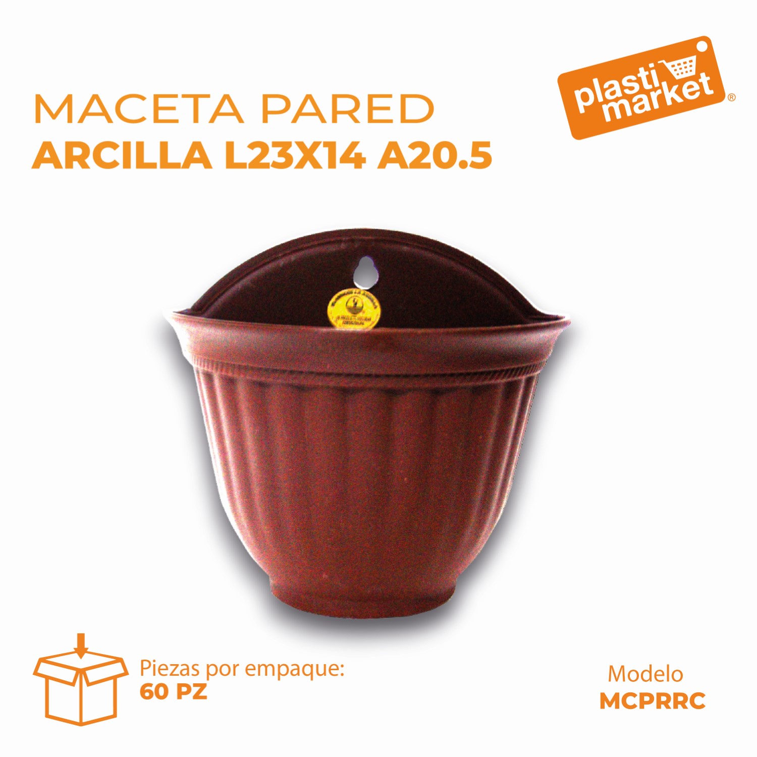 MACETA PARED ARCILLA L23X14 A20.5