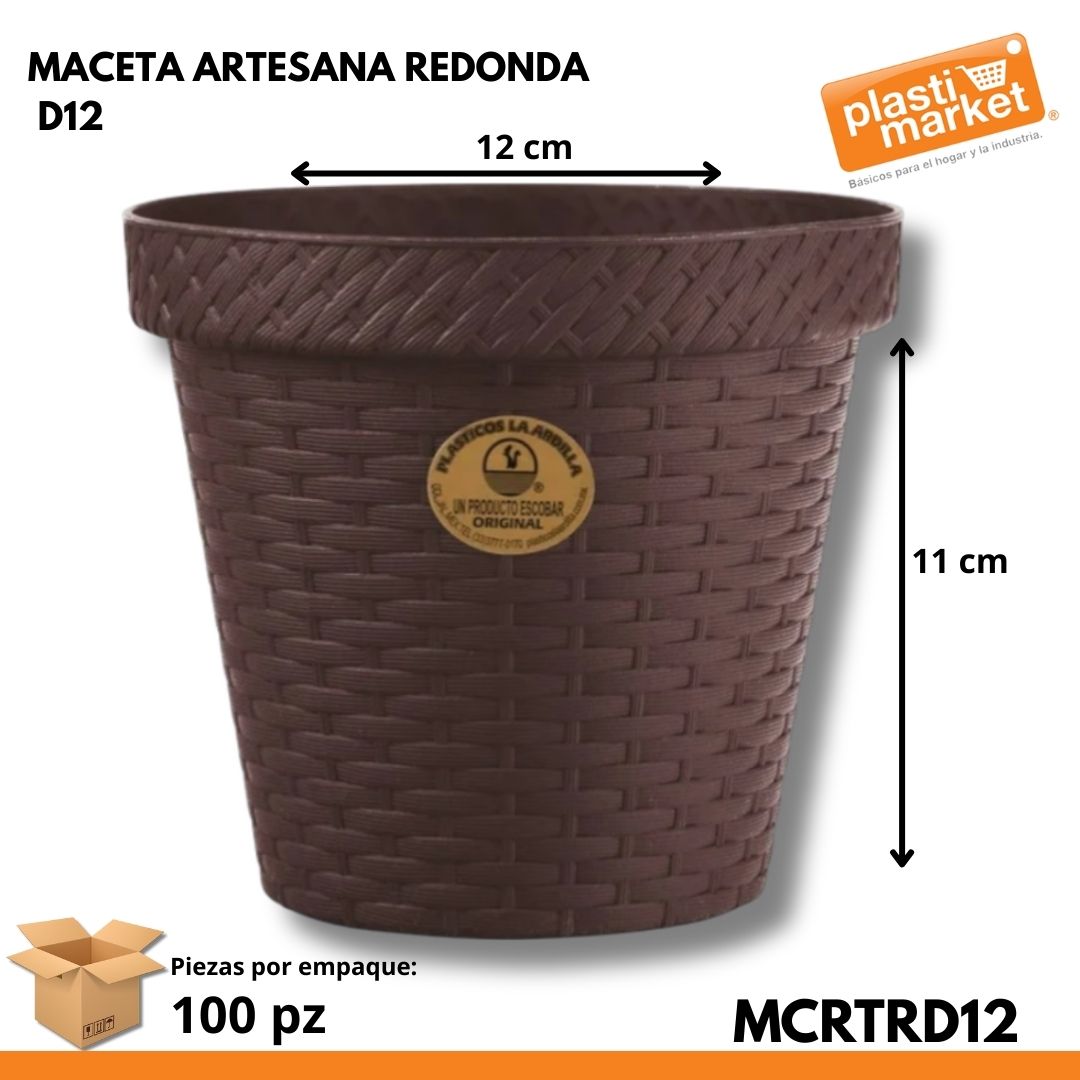 MACETA RATTAN REDONDA D12