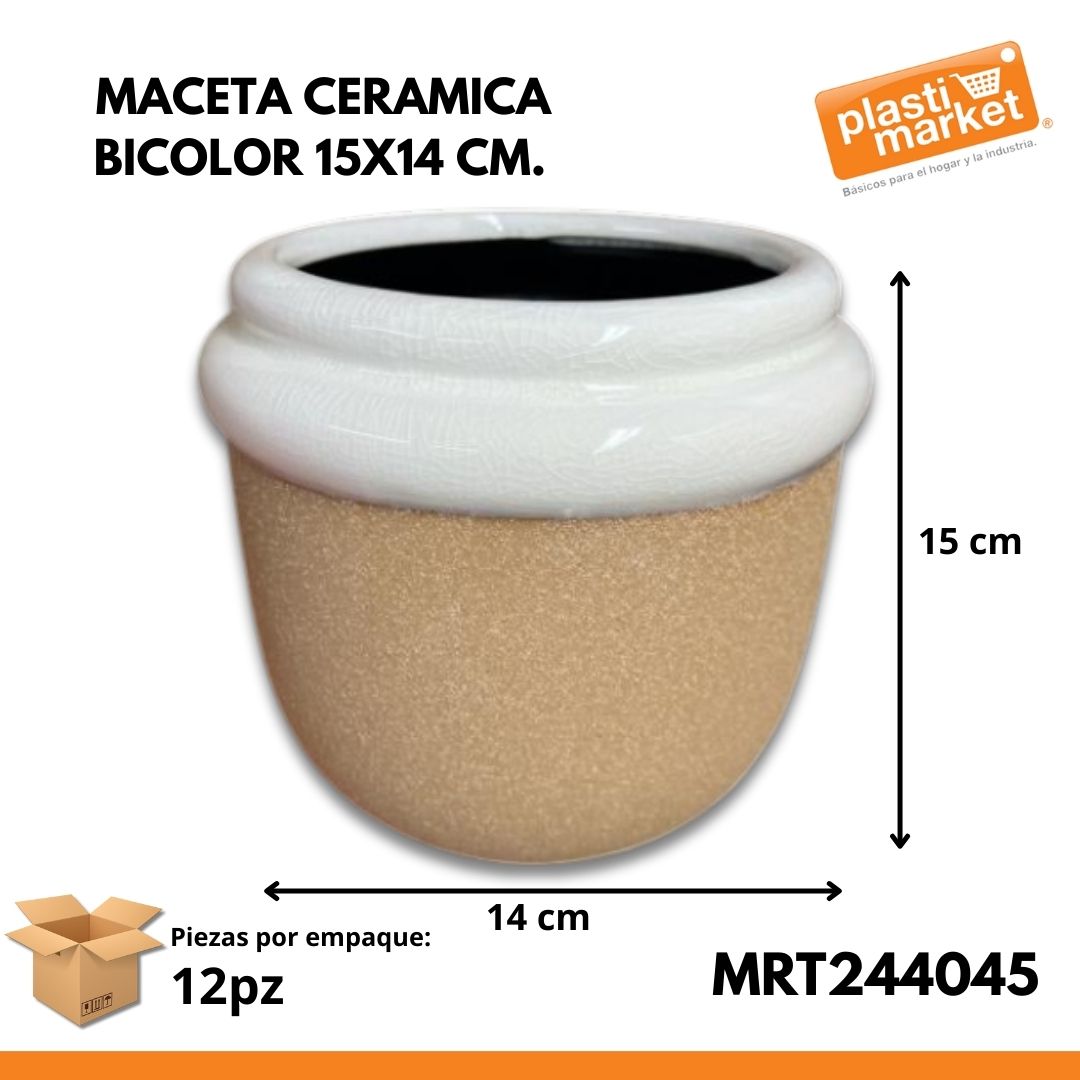 MTR244045 MACETA CERAMICA BICOLOR 15X14 CM. "OFERTA"