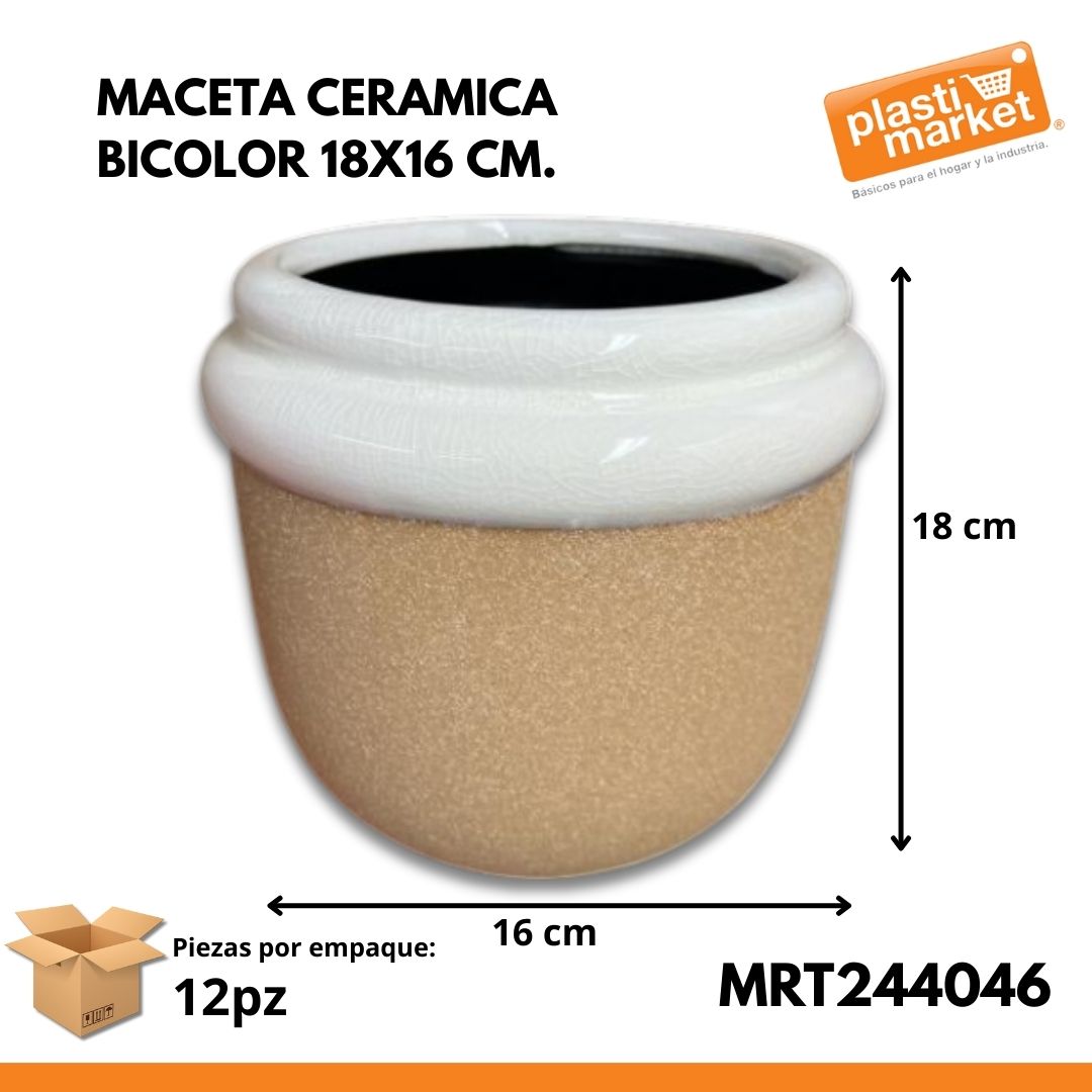 MTR244046 MACETA CERAMICA BICOLOR 18X16 CM. "OFERTA"